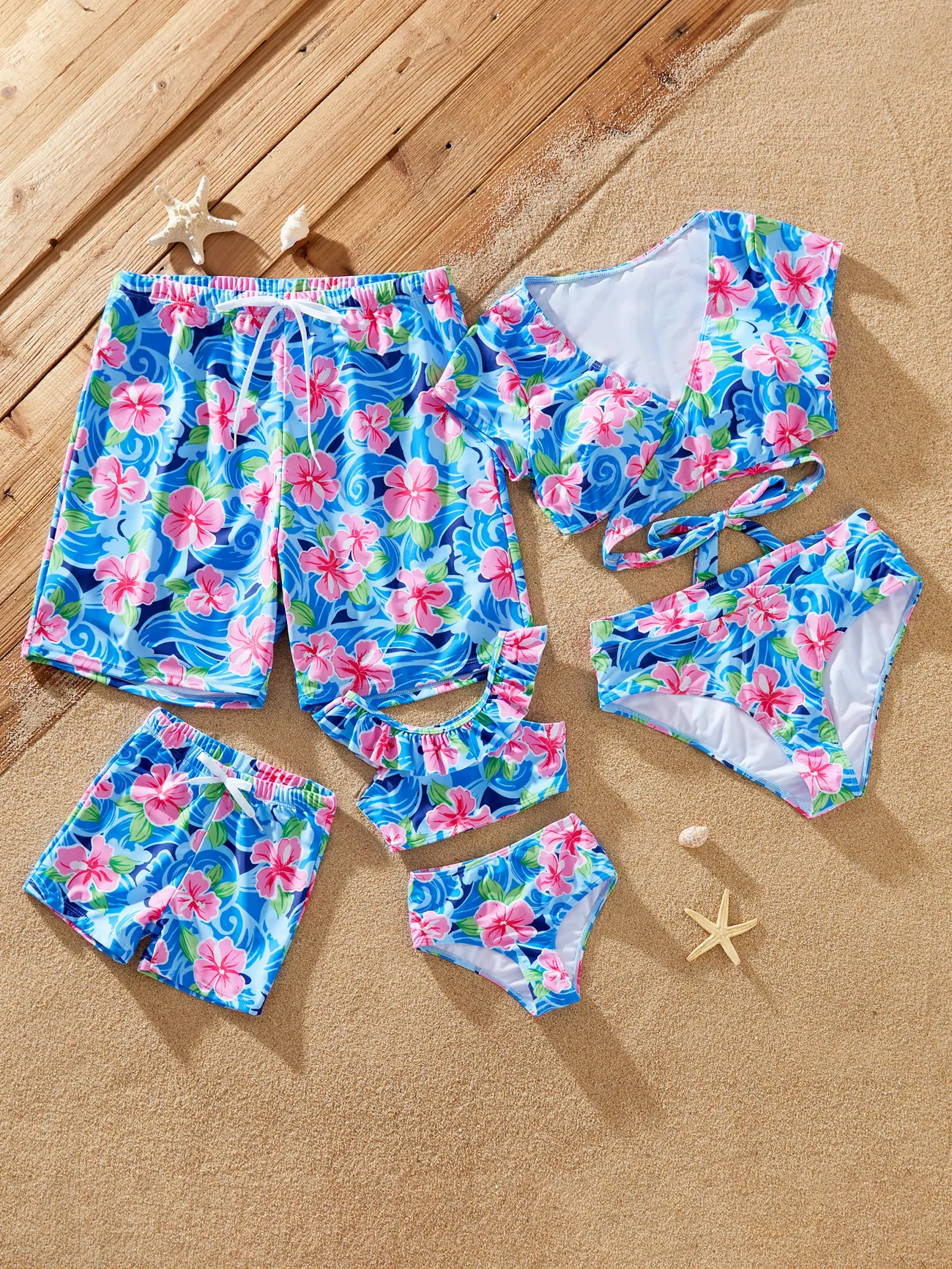 Swimsuits Clothes Pat Pat Matching Swimsuits Floral Bandage