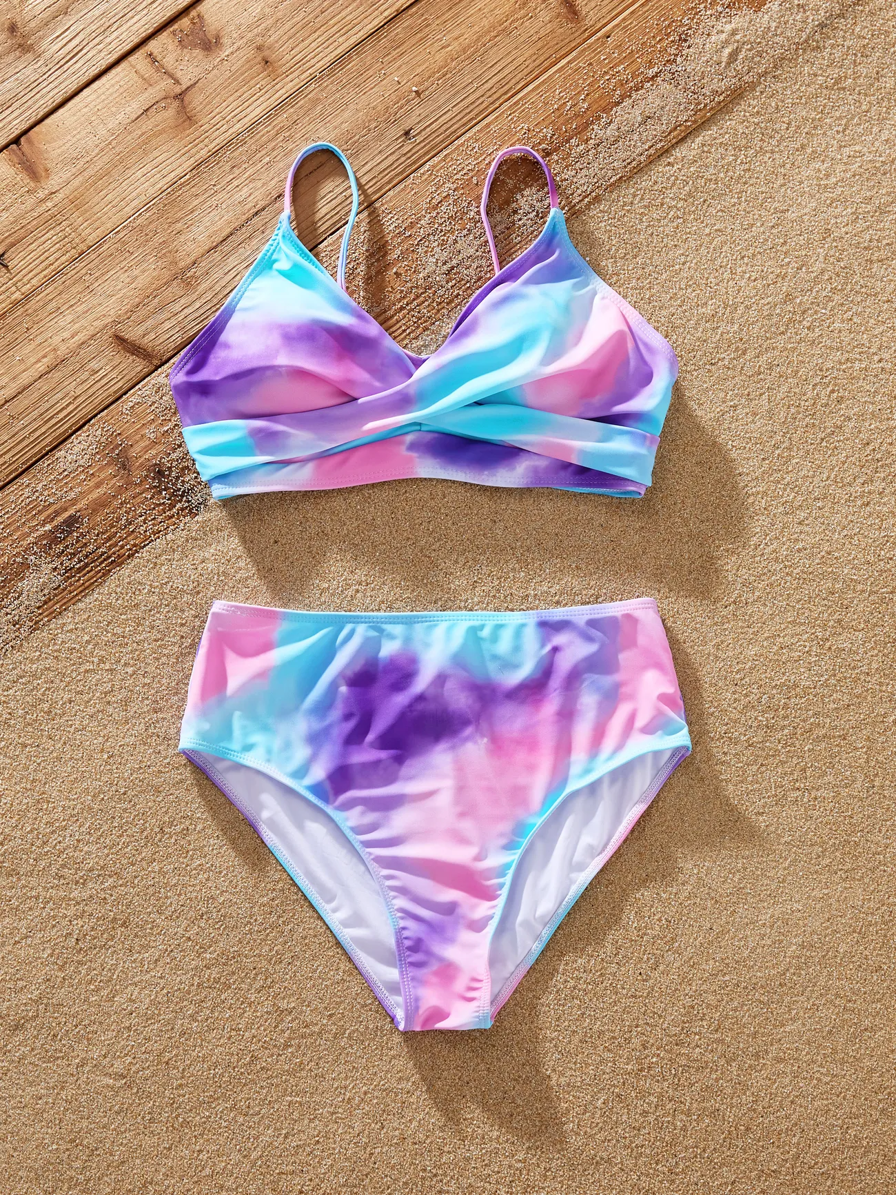 Women - Family Tie-dyed Swimwear Set for Unisex, Tight Polyester Spandex Matching Outfits - Multi-color - image 6