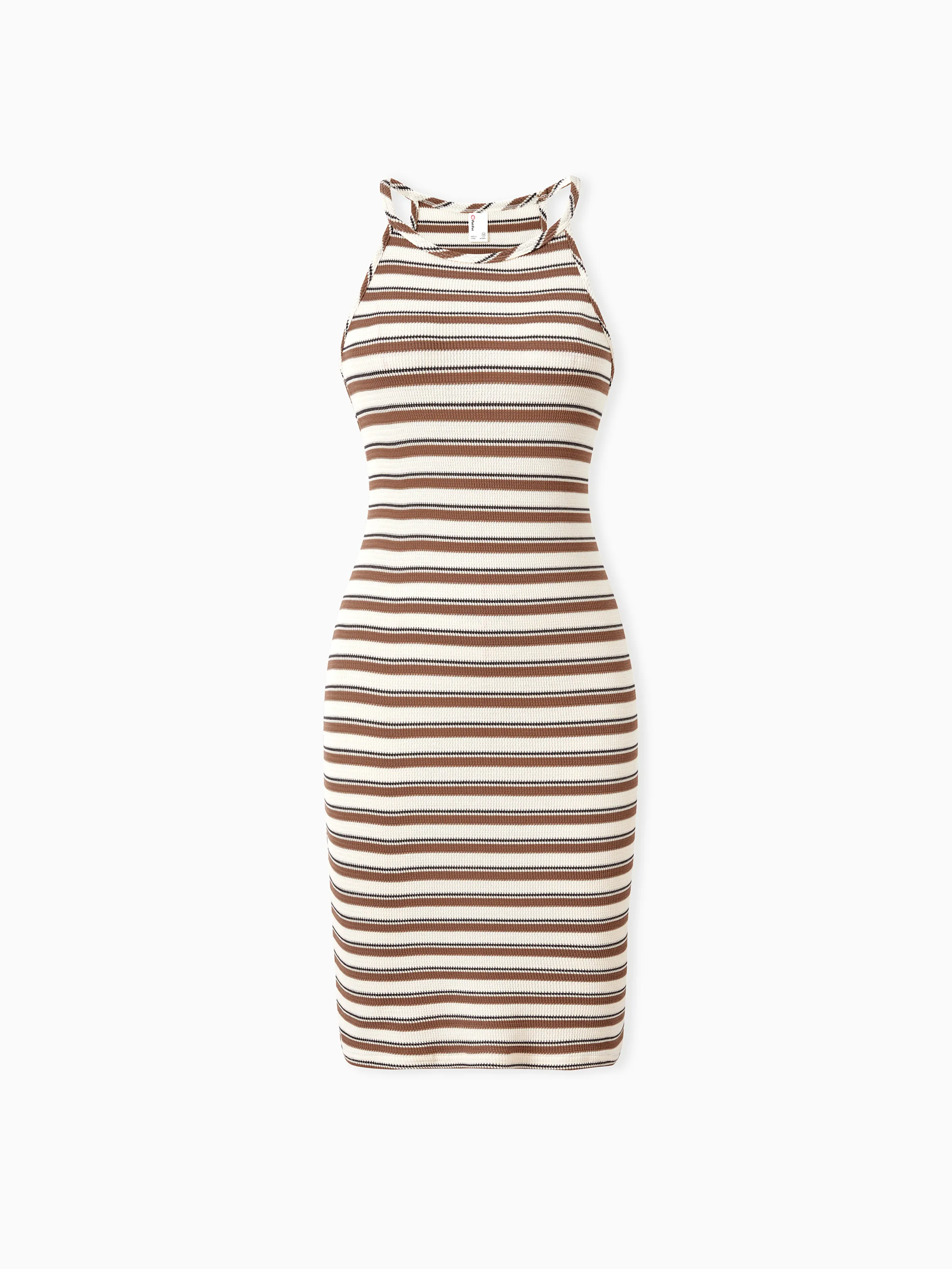 

Family Matching Striped Ribbed Knit Halter Sleeveless Bodycon Dress for Mommy and Me