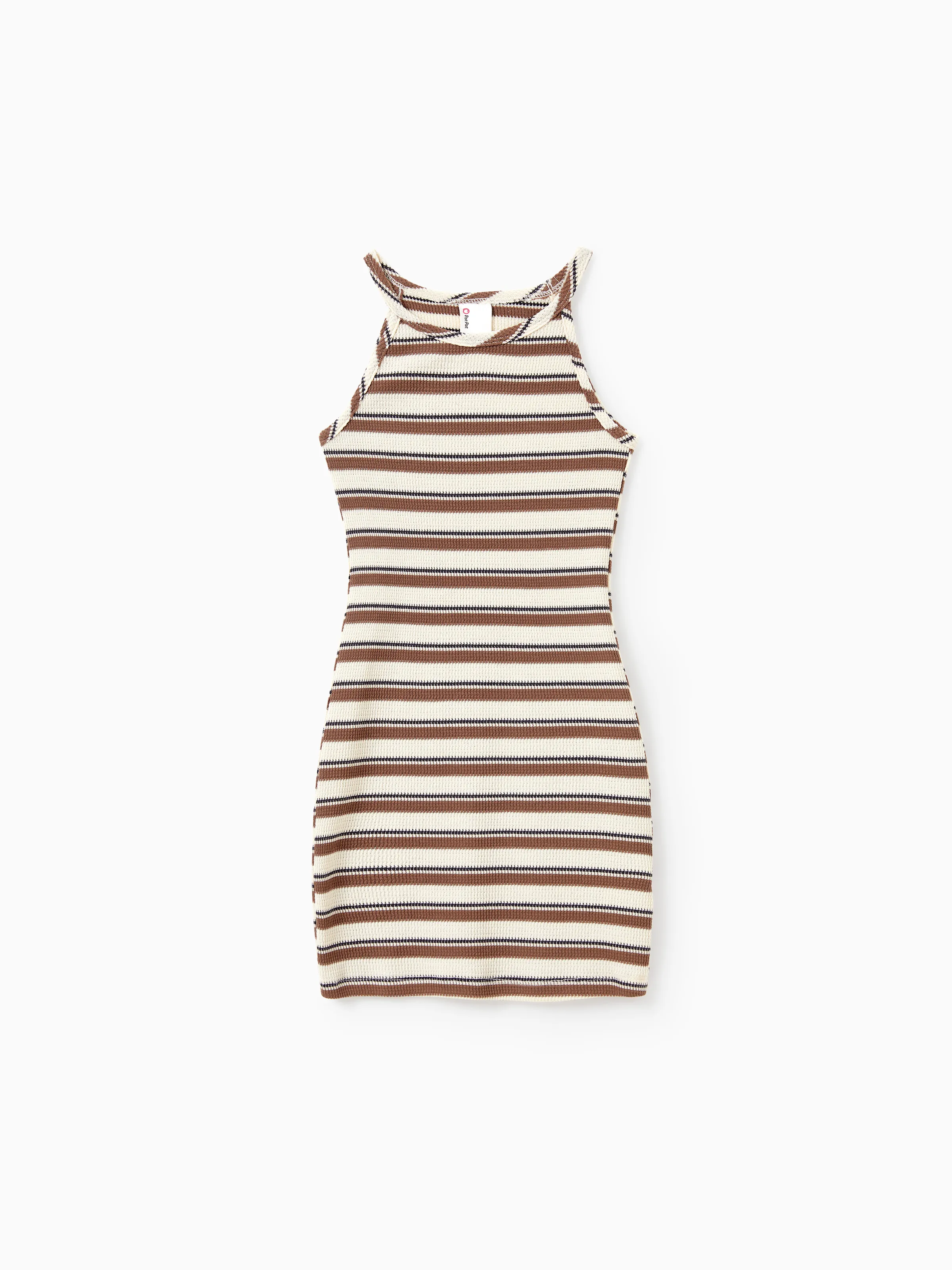 

Family Matching Striped Ribbed Knit Halter Sleeveless Bodycon Dress for Mommy and Me