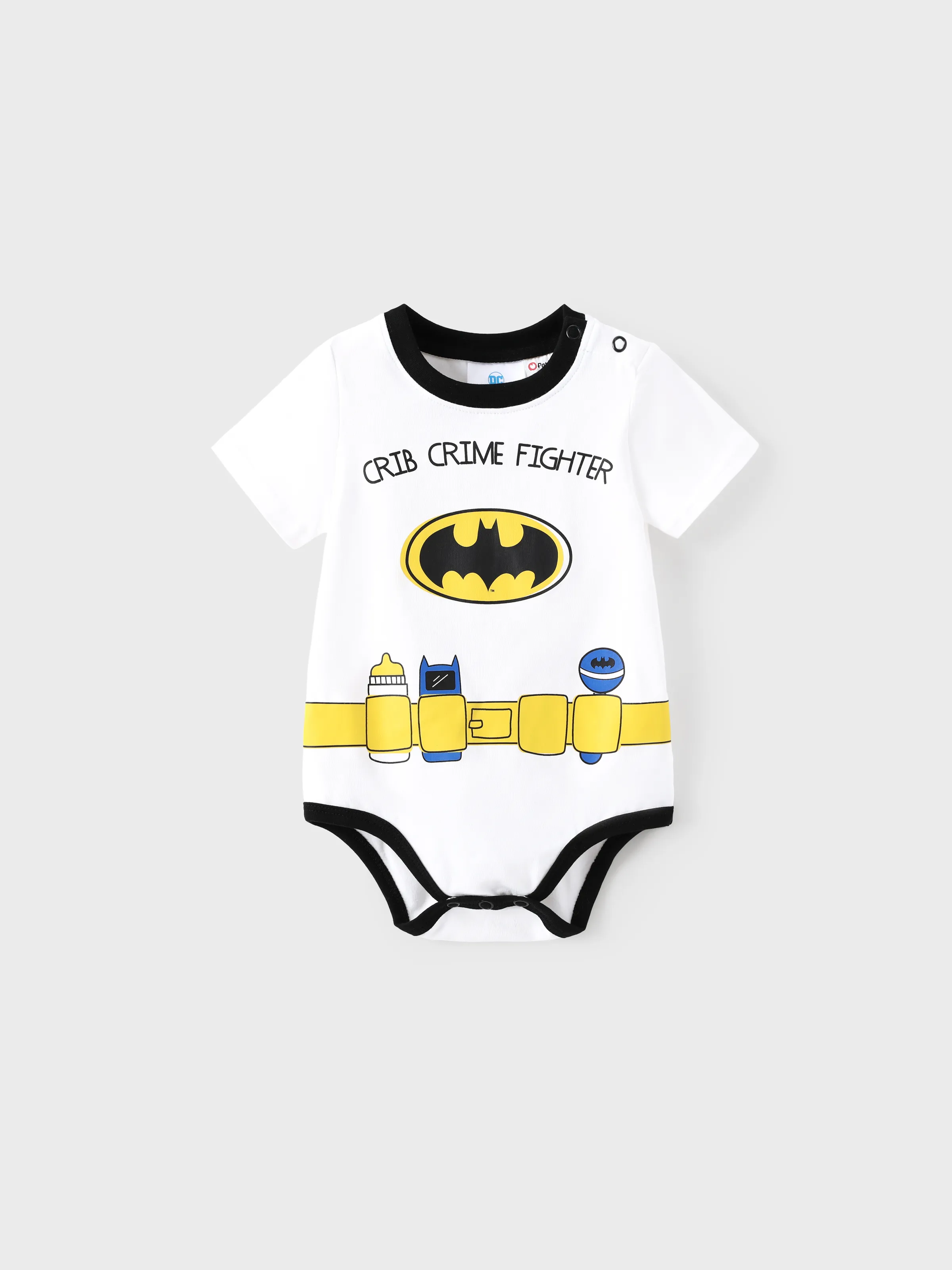 

Justice League Family matching Batman Allover Print Colorblock Sporty Dress/ Cotton Short-sleeve Top/ Romper