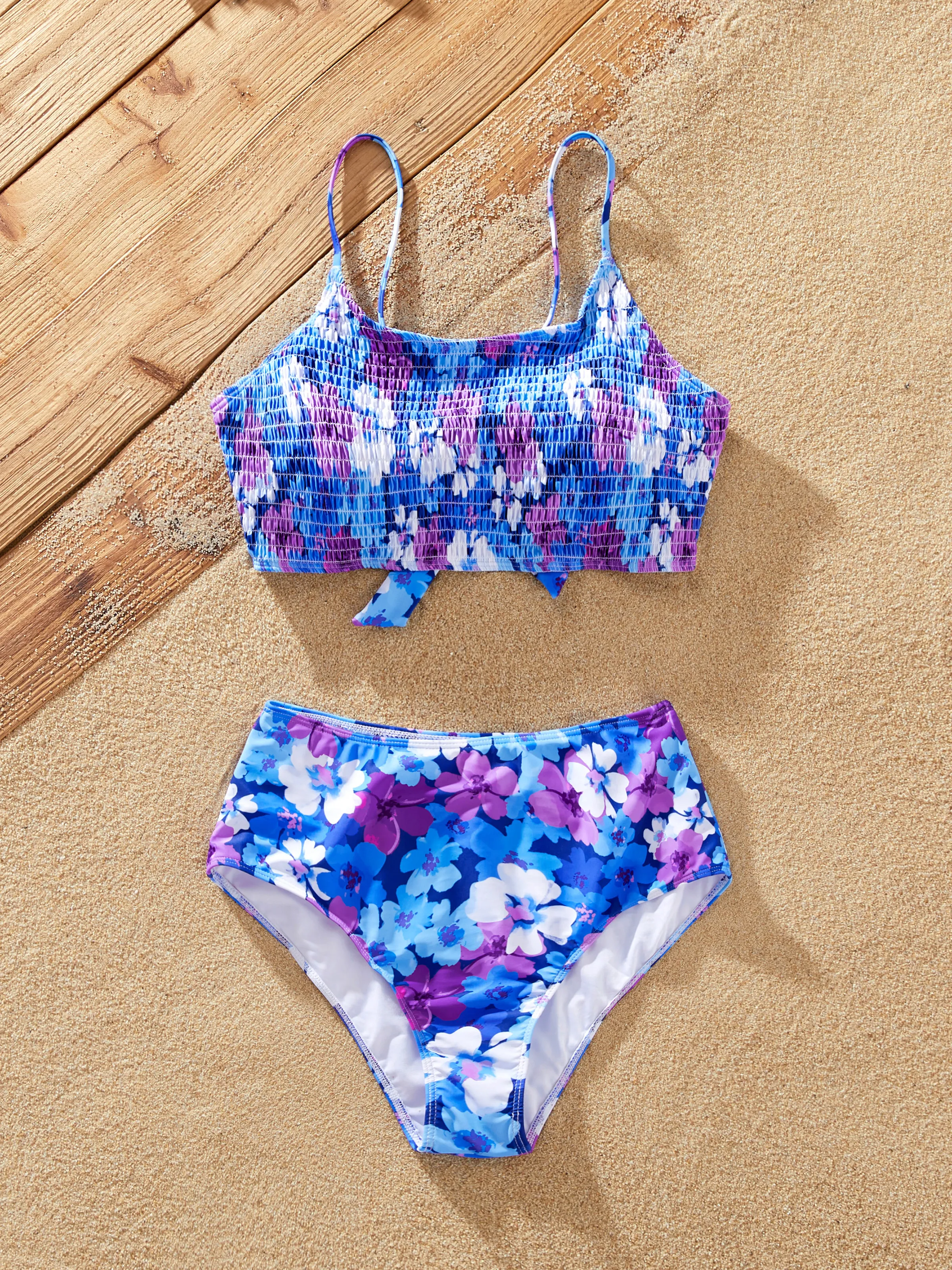 

Family Matching Flora Swim Trunks or Smocking Strap two-piece Swimsuit