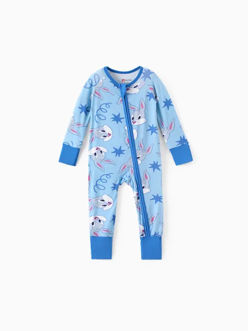 Looney Tunes Baby Boy Bamboo Enveloping Cuff Zipper Pajamas