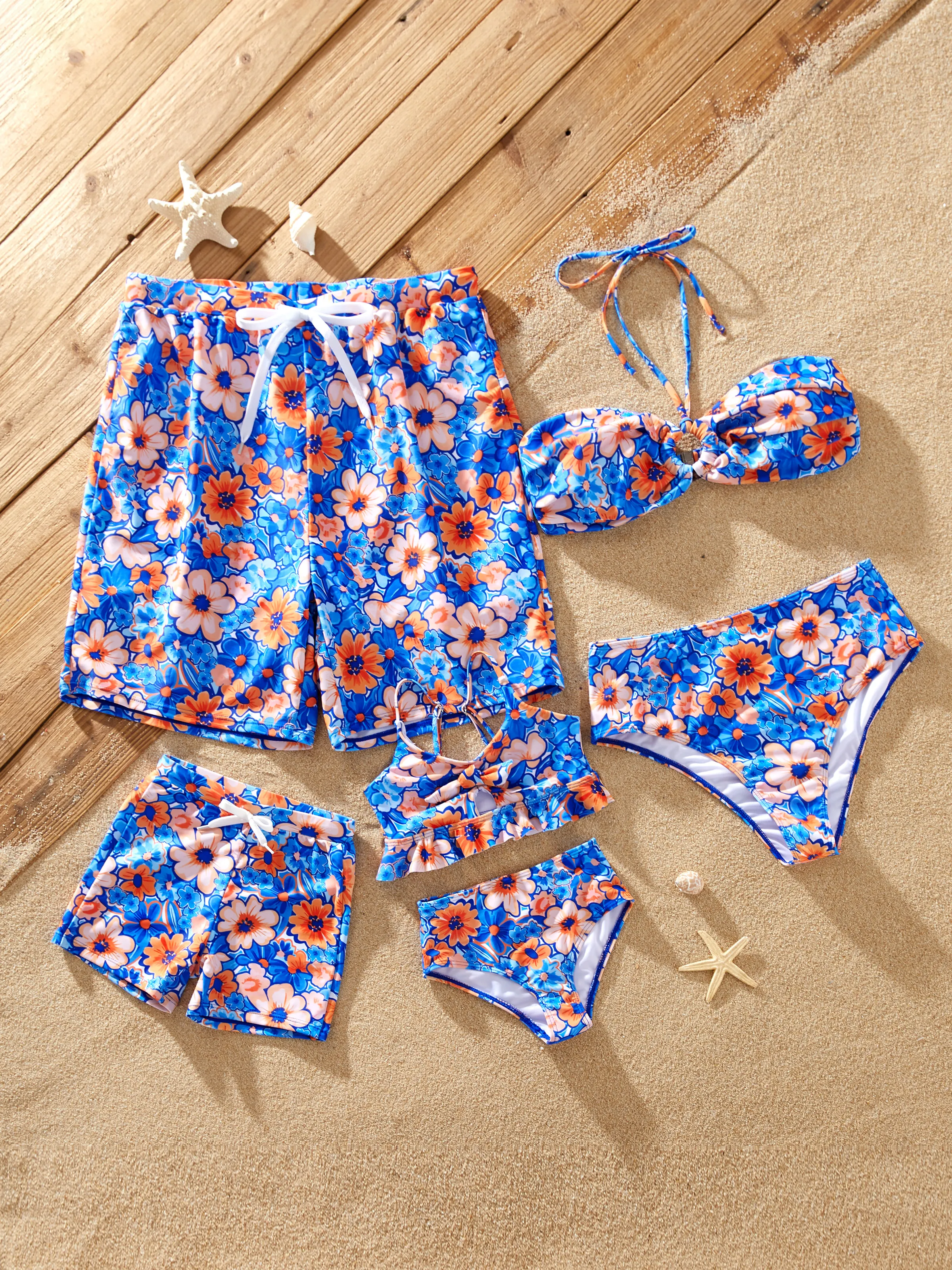 

Broken Flower Family Swimwear Set Polyester Unisex