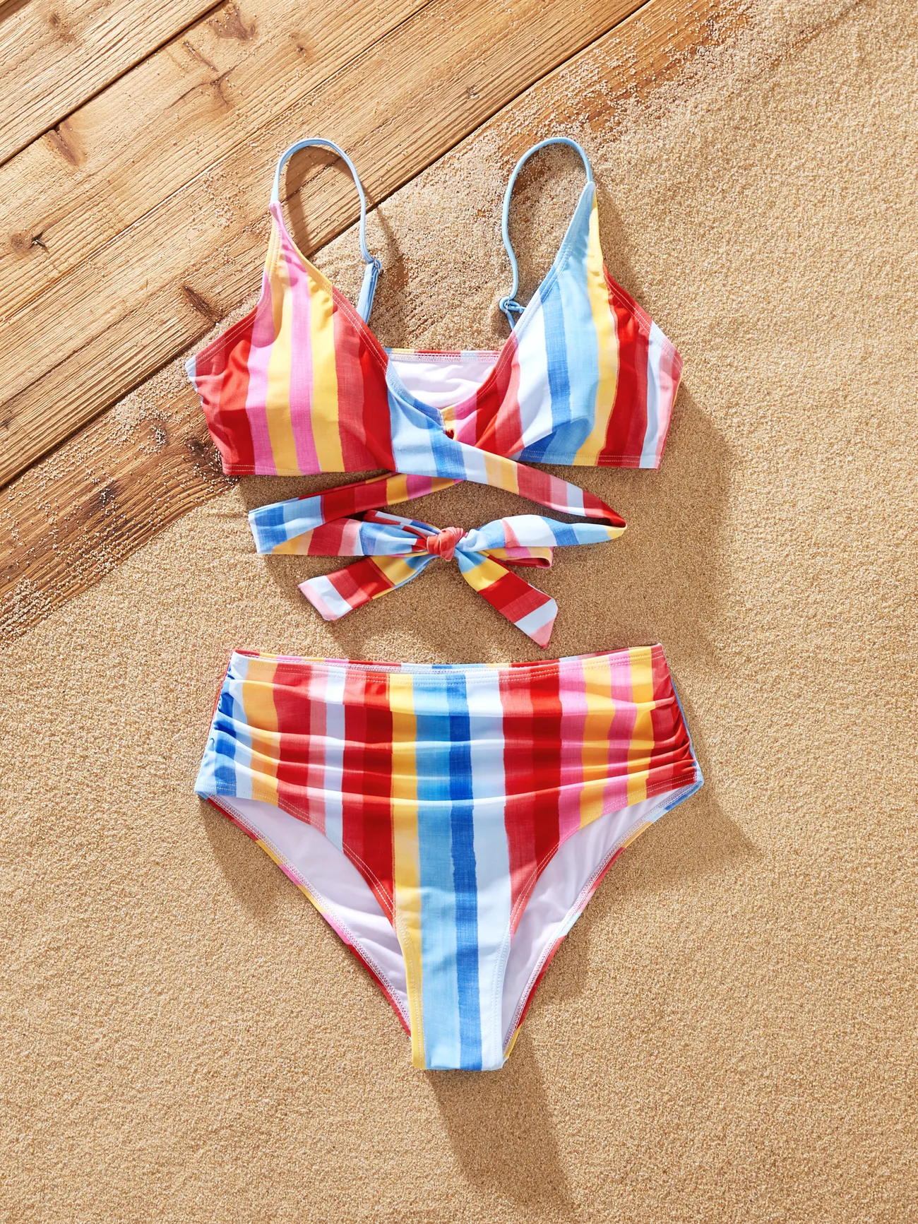 Women - Family Stripe Swimwear Set - Unisex Casual Matching Outfits - Multi-color - image 4