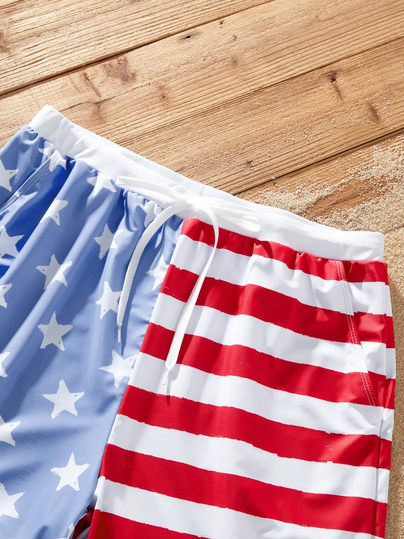 Men - Matching Family 4th of July Swimsuits ( Ruffled Layers V-neck One-Piece Patriotic Swimwear) - Blue - image 20