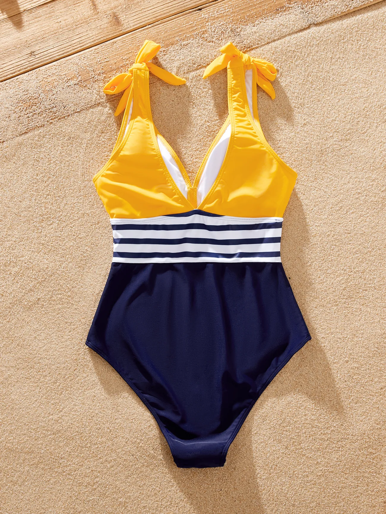 Women - Matching Family Swimsuits (Stripe & Colorblock) - One Piece Swimsuit or Swim Trunks Shorts - ColorBlock - image 3