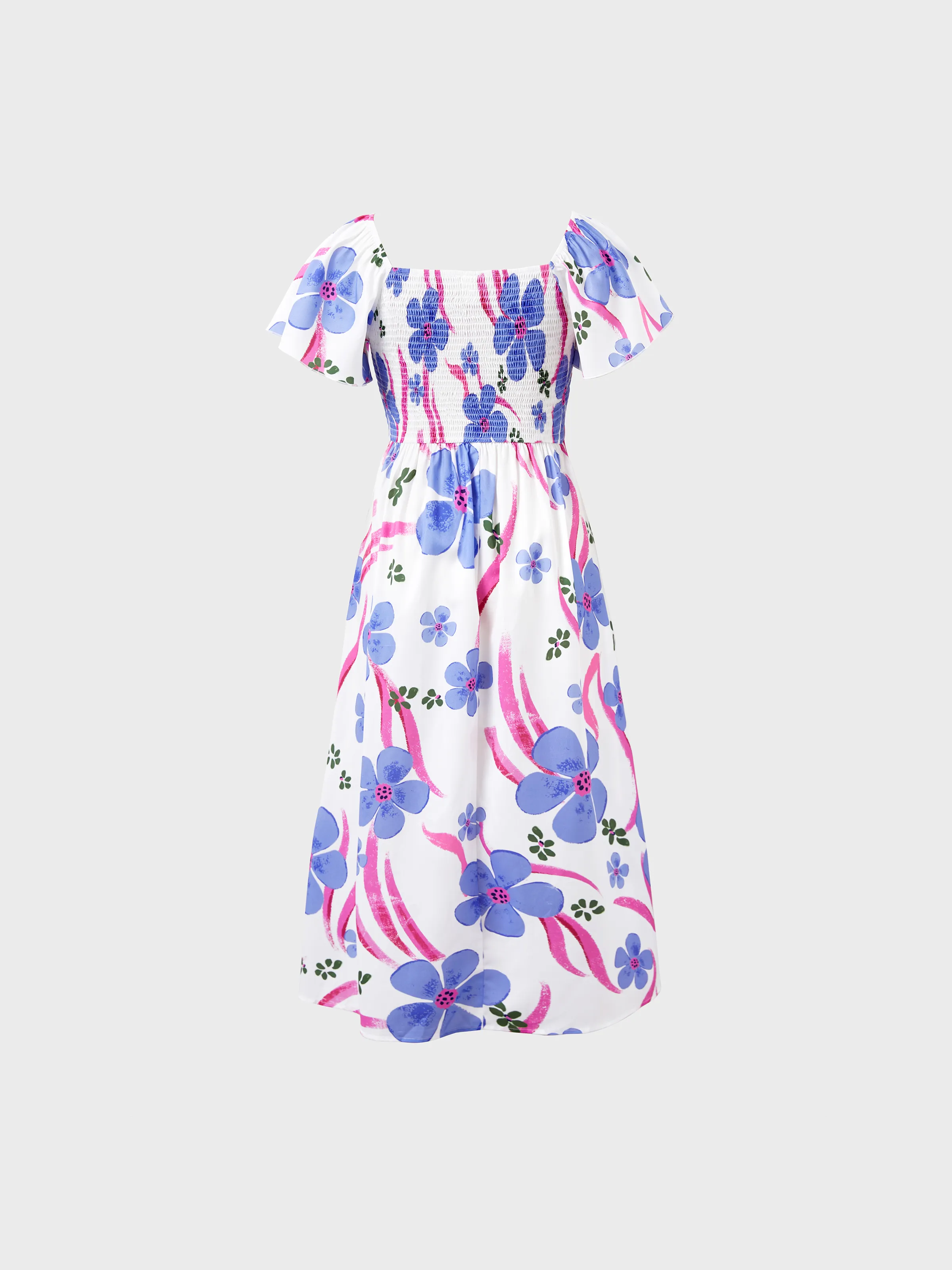 

Family Matching Outfits Floral Print Smocked Back V-neck Summer Vacation Dress for Mommy and Me