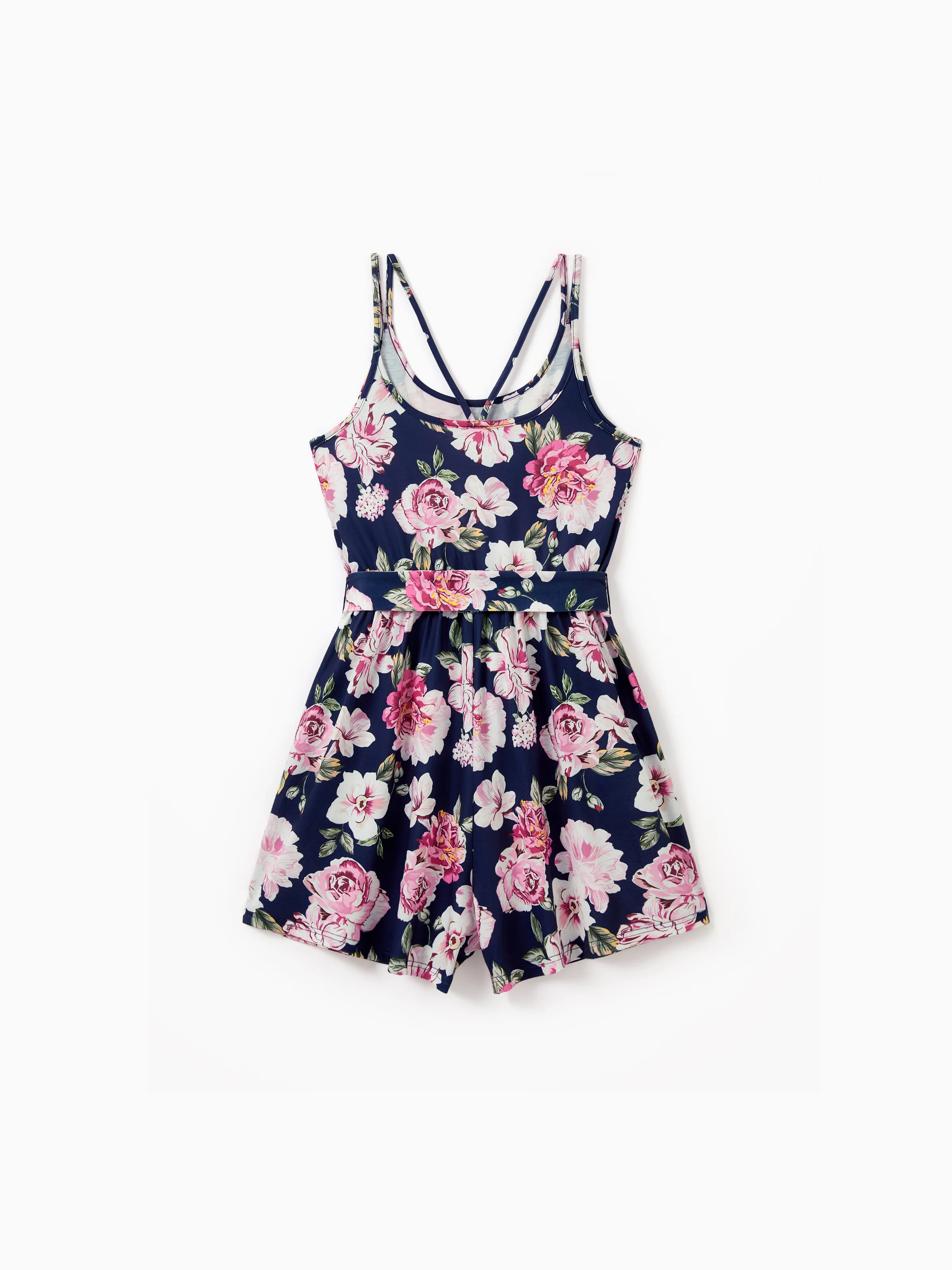 

Mommy and Me Matching Rompers Floral Summer Jumpsuits for Mom, Girl & Baby Sleeveless Tie Waist One-Piece Outfits
