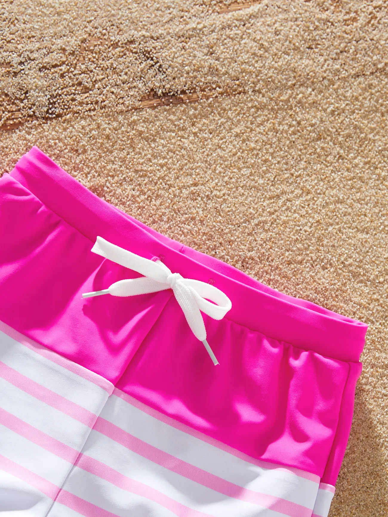 Boy - Family Casual Stripe Swimwear, 2 Pieces, Unisex, 90% Polyester, Matching Outfits - Pink - image 16