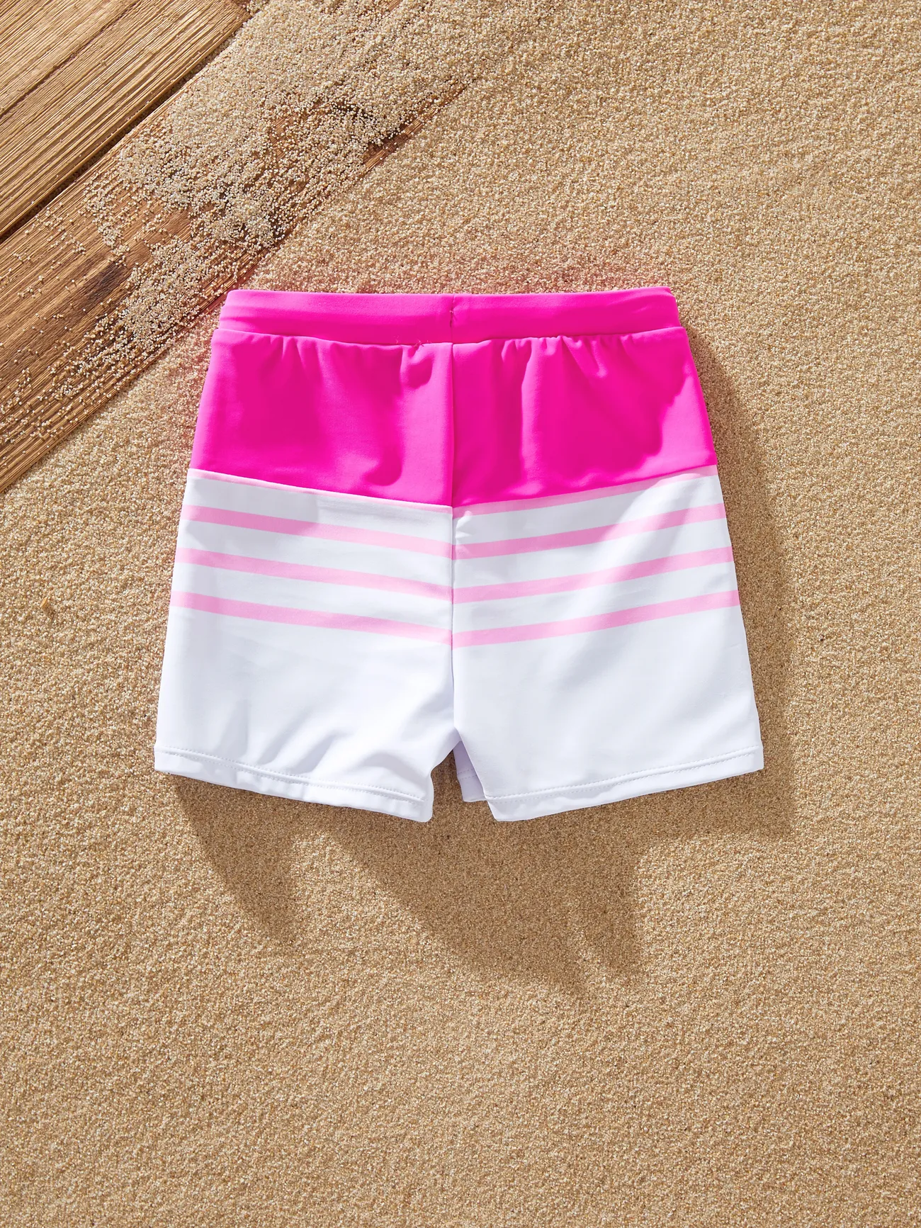 Boy - Family Casual Stripe Swimwear, 2 Pieces, Unisex, 90% Polyester, Matching Outfits - Pink - image 15