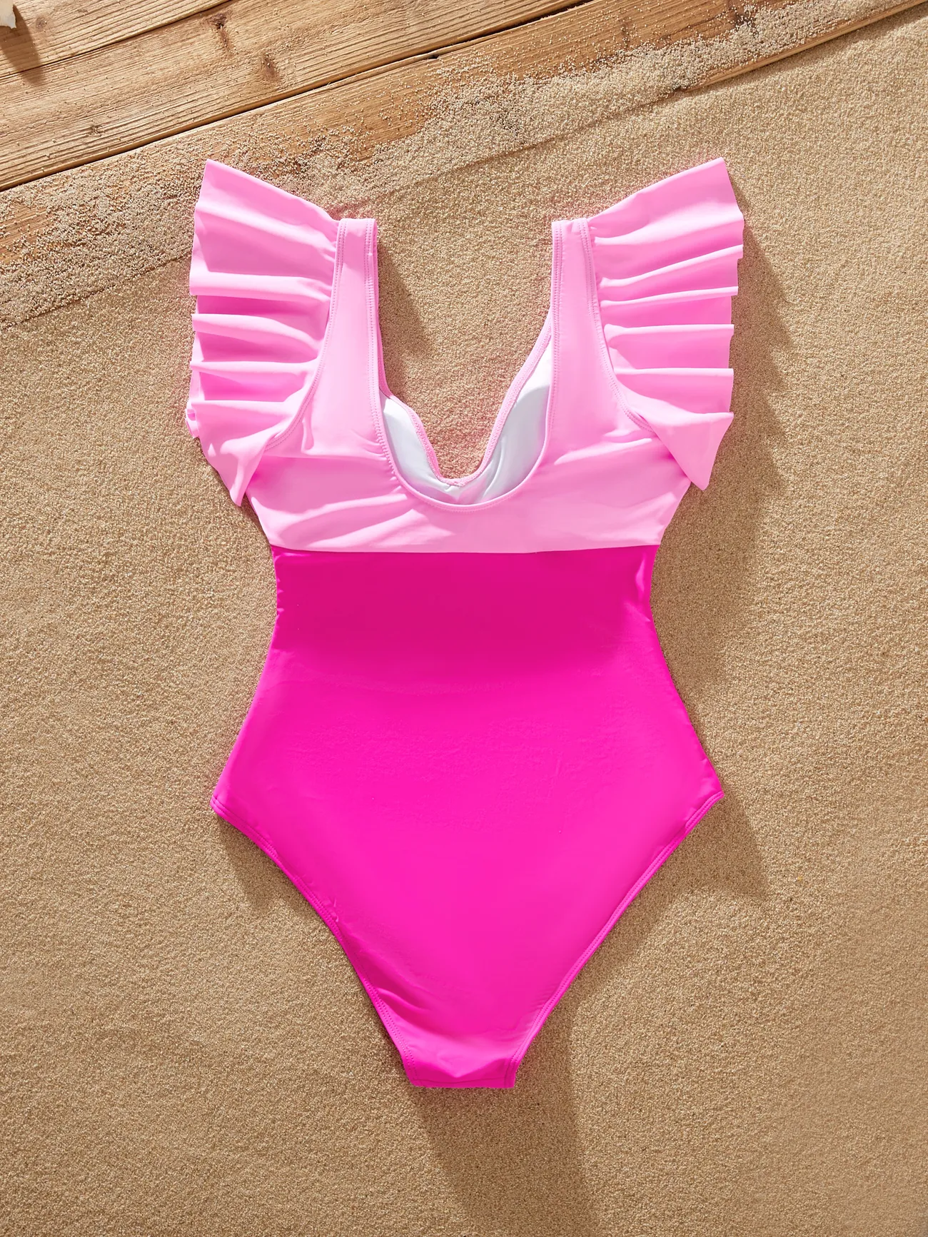 Women - Family Casual Stripe Swimwear, 2 Pieces, Unisex, 90% Polyester, Matching Outfits - Pink - image 5