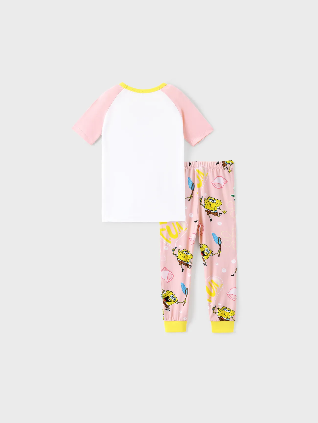 Toddler Girl - SpongeBob SquarePants Family matching Pineapple Print Colorblock Short-sleeve Top And Pants Snug-Fitting Pajamas Set - Multi-color - image 8
