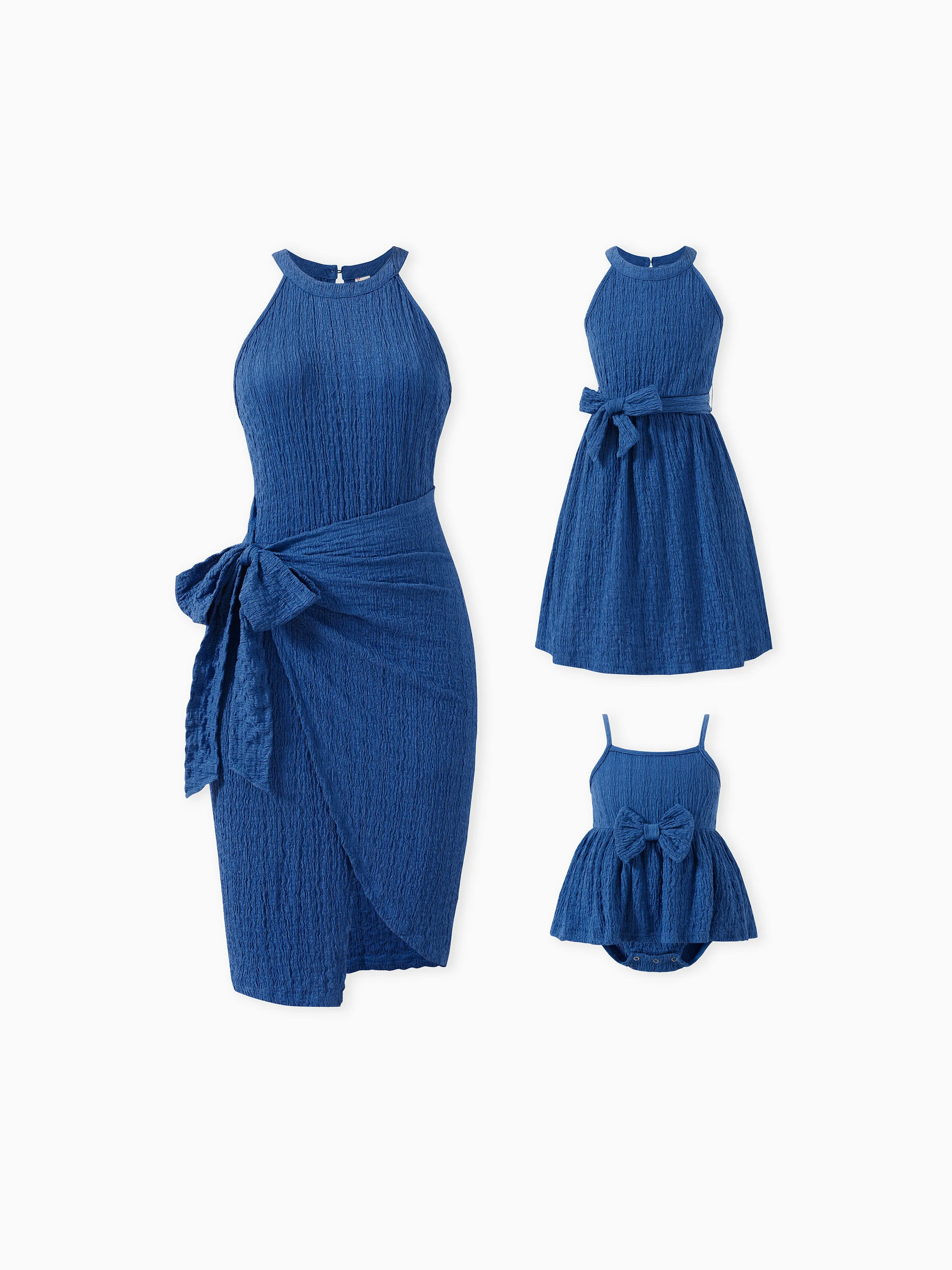 Matching Outfits Mommy and Me Sleeveless Casual Solid Color Dress 