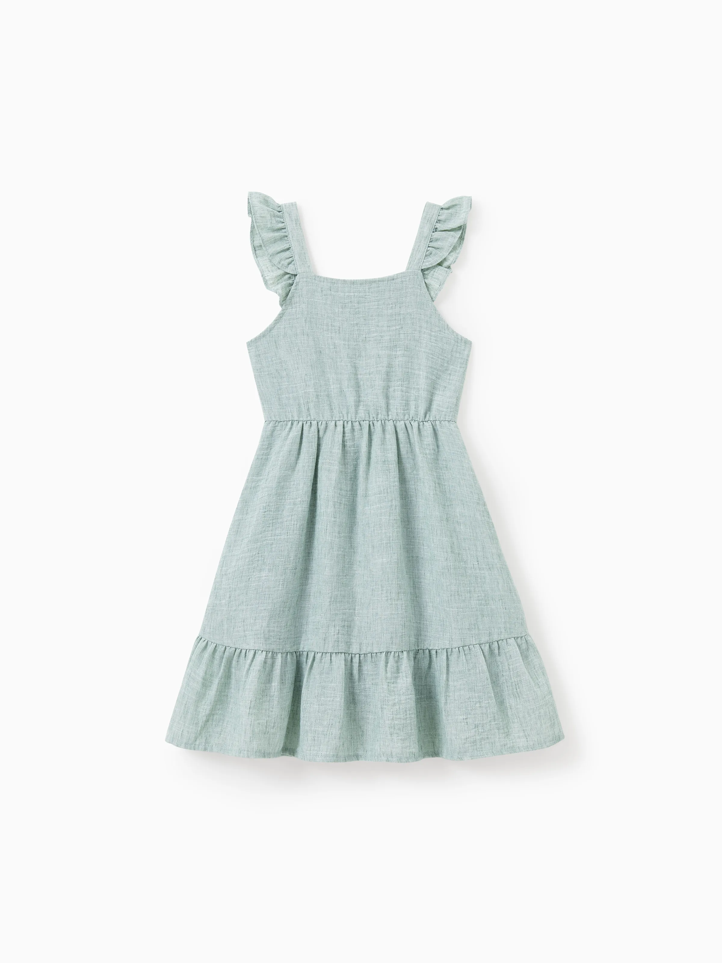 

Family Matching Outfits for Mommy and Me Mint Green Linen Belted Dress