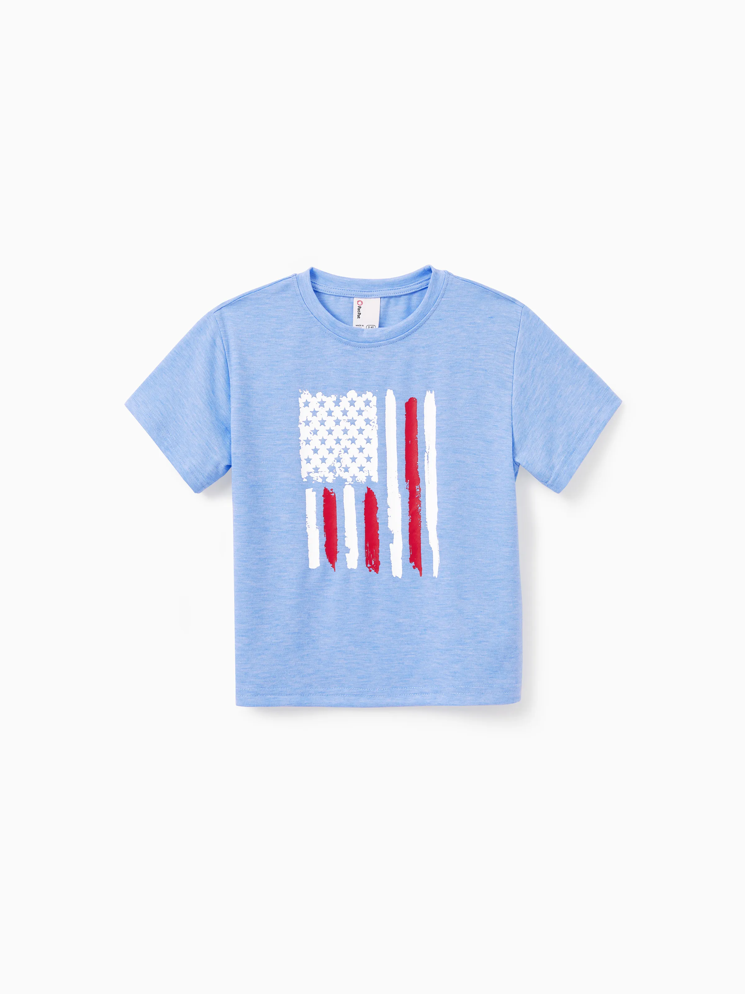 

Independence Day USA Family Outfit Matching Family 4th of July T-Shirts Patriotic Brush Stroke American Flag Tee