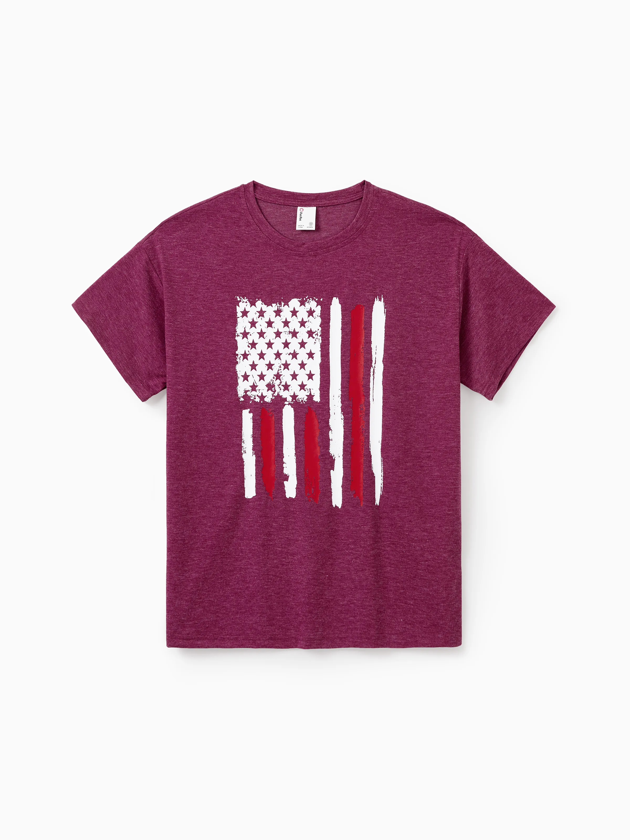 

Independence Day USA Family Outfit Matching Family 4th of July T-Shirts Patriotic Brush Stroke American Flag Tee