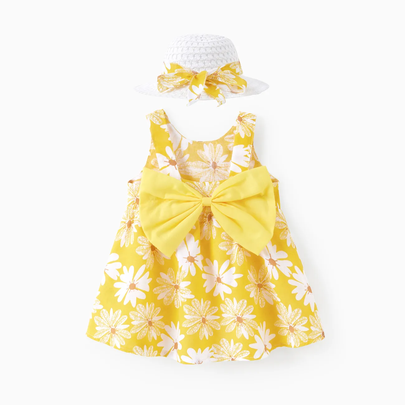 2pcs Baby Girl Little Daisy Bowknot Dress Set