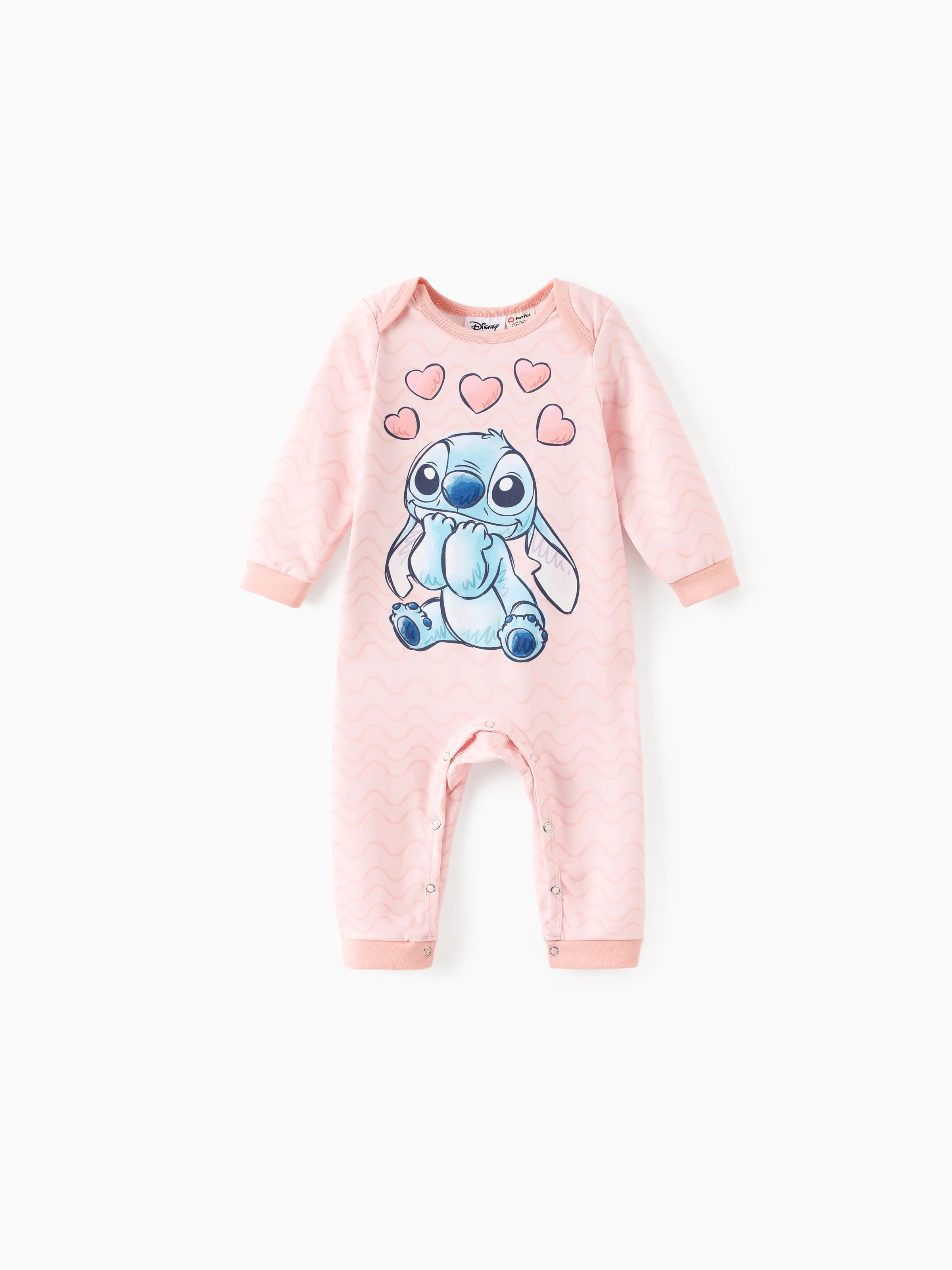 Disney Stitch Baby Boy/Girl Character Striped/Palm Tree Pattern Jumpsuit
