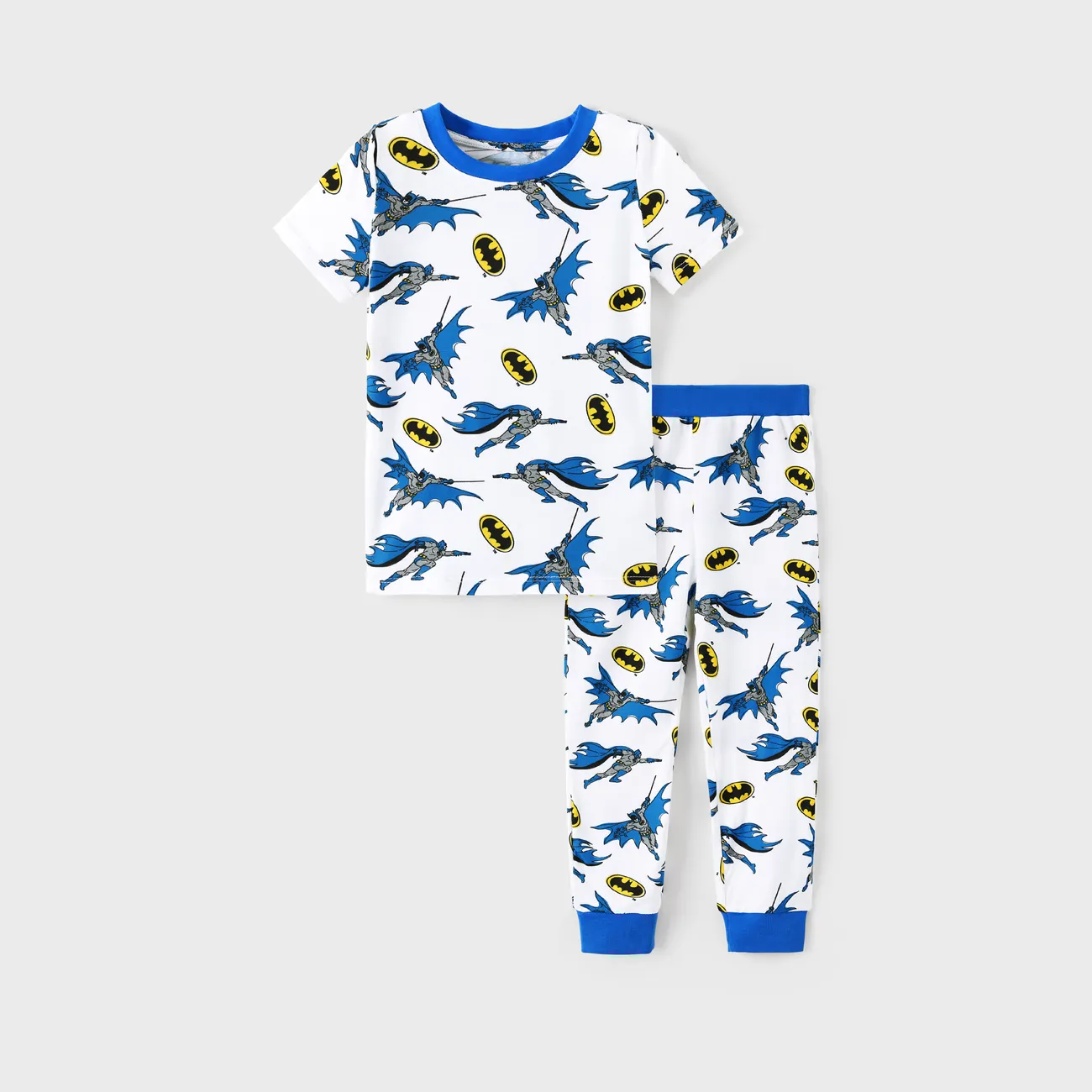 Justice League Toddler Boy 2pcs Bamboo Batman/Superman Allover Print Snug-Fitting Pajamas Set