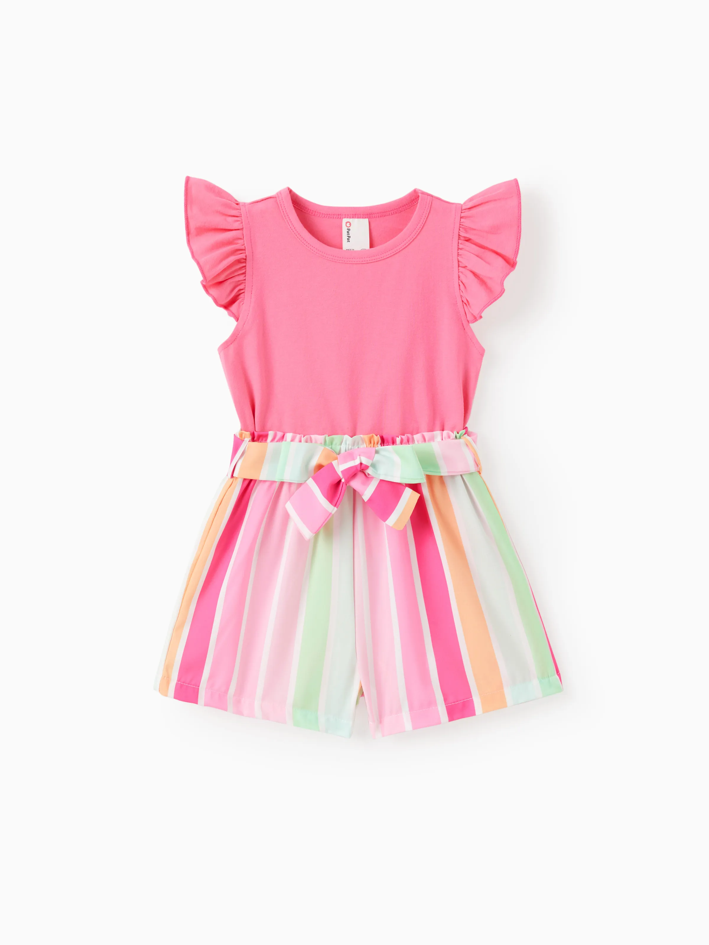 San Valentino 2 pezzi Bambino piccolo Ragazza Manica volant Dolce set di t-shirt Rosa Acceso