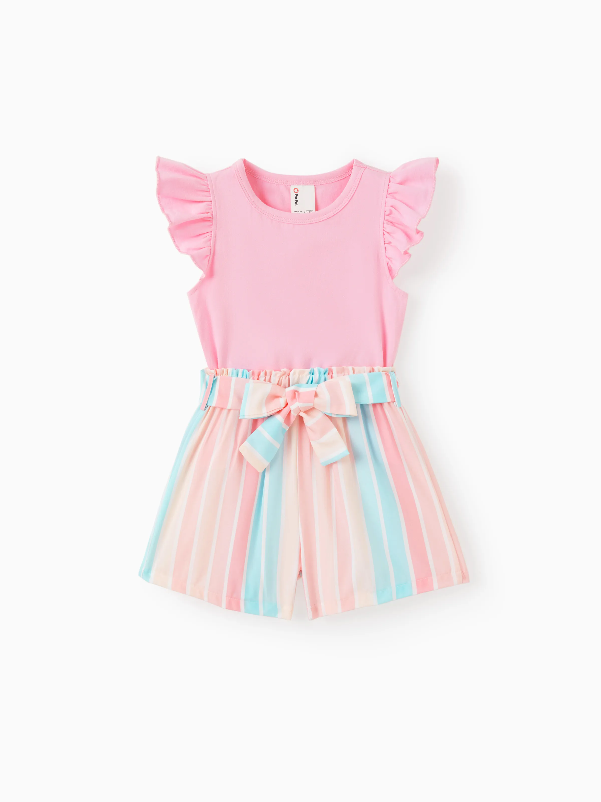 San Valentino 2 pezzi Bambino piccolo Ragazza Manica volant Dolce set di t-shirt Rosa