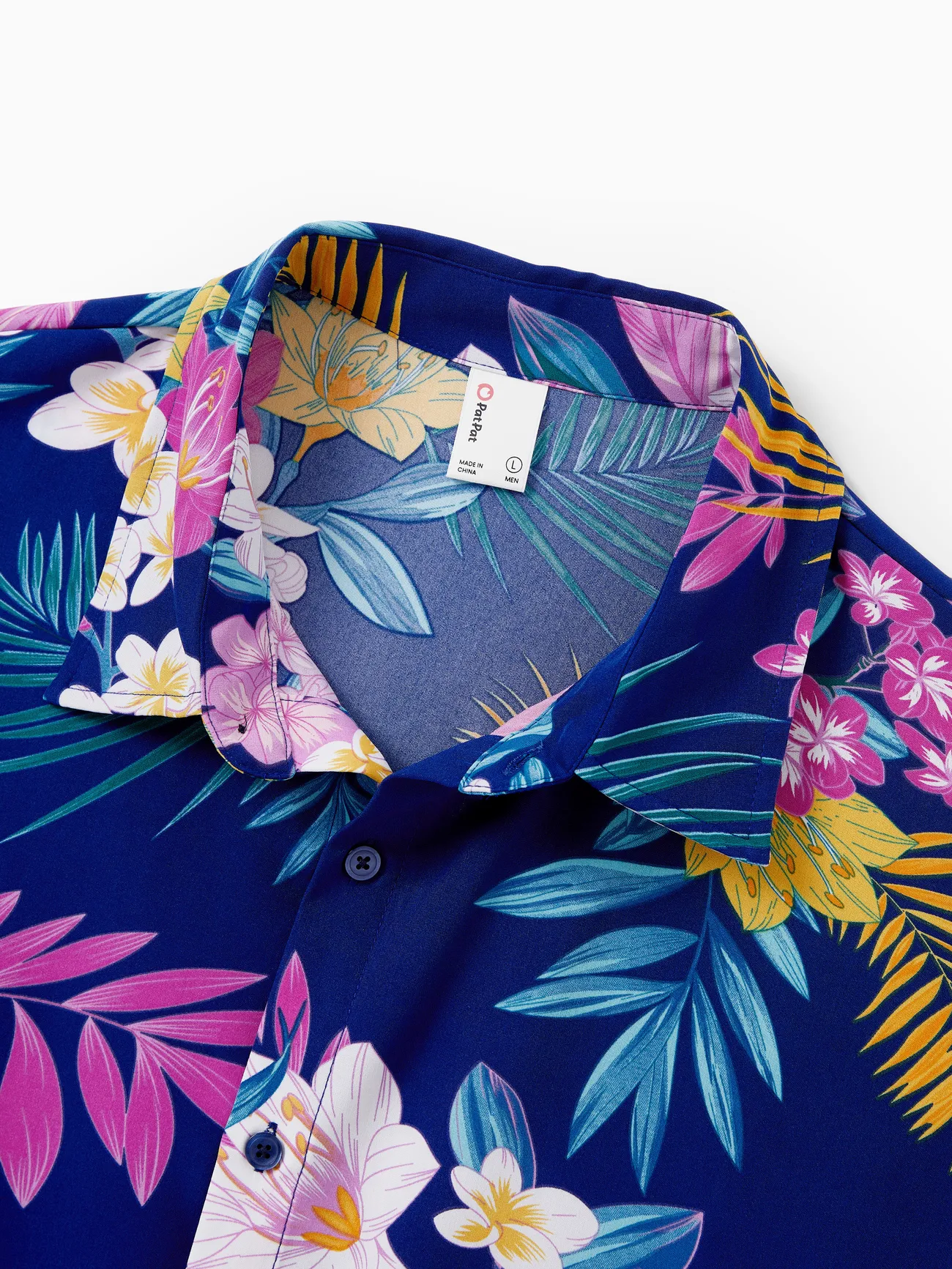 Men - Matching Family Hawaiian Outfits Tropical Floral Print Strap Dress or Short-sleeve Shirts & Shorts Set Summer Beachwear Set for Vacation - Deep Blue - image 20