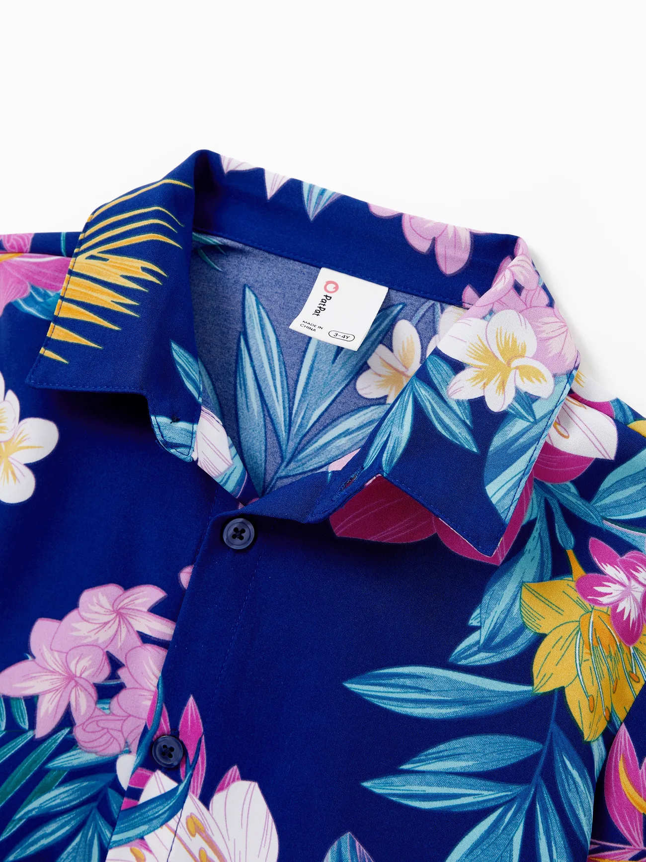 Boy - Matching Family Hawaiian Outfits Tropical Floral Print Strap Dress or Short-sleeve Shirts & Shorts Set Summer Beachwear Set for Vacation - Deep Blue - image 16