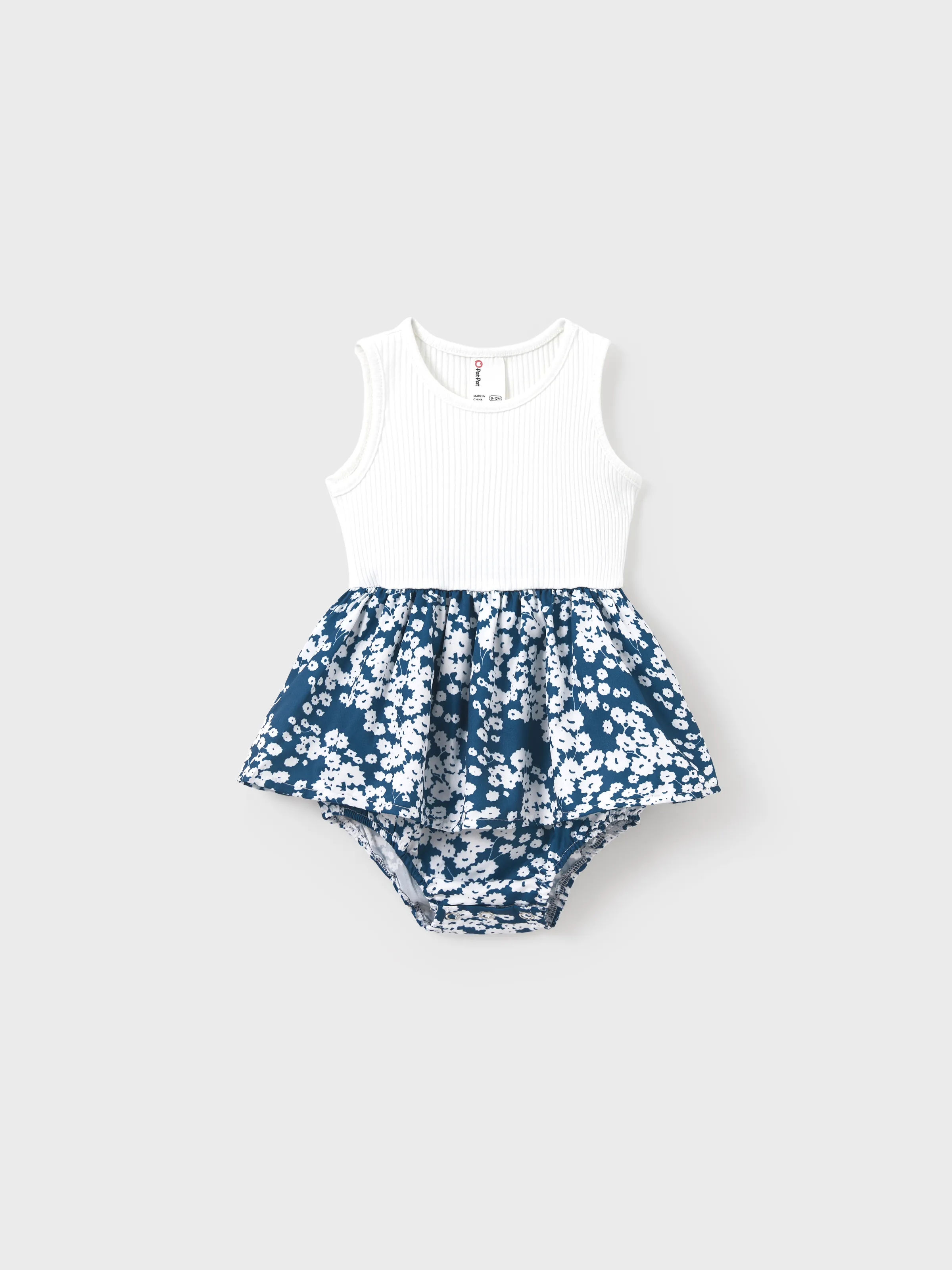 

Family Matching Outfits Cotton White Ribbed Tank Top and Floral Print Ruffle Hem Skirt Co-ord Set for Mommy and Me