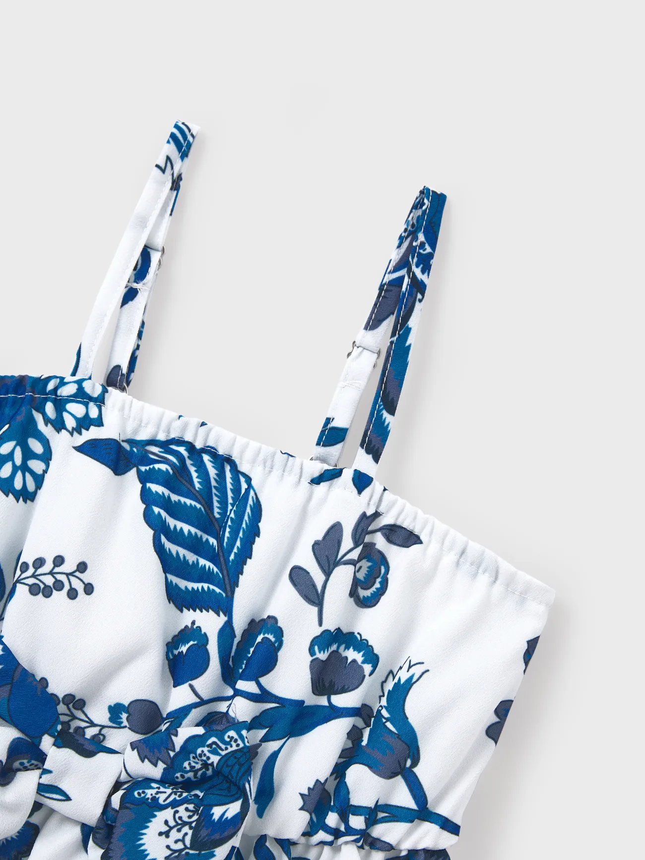 Baby Girl - Mommy and Me Dresses Blue Leaf Print Cut out waist Smocked Back Halter/ Strap Dress for Hawaii/Cruise/Resort/ Family Matching Outfits Casual Wear - Blue - image 14