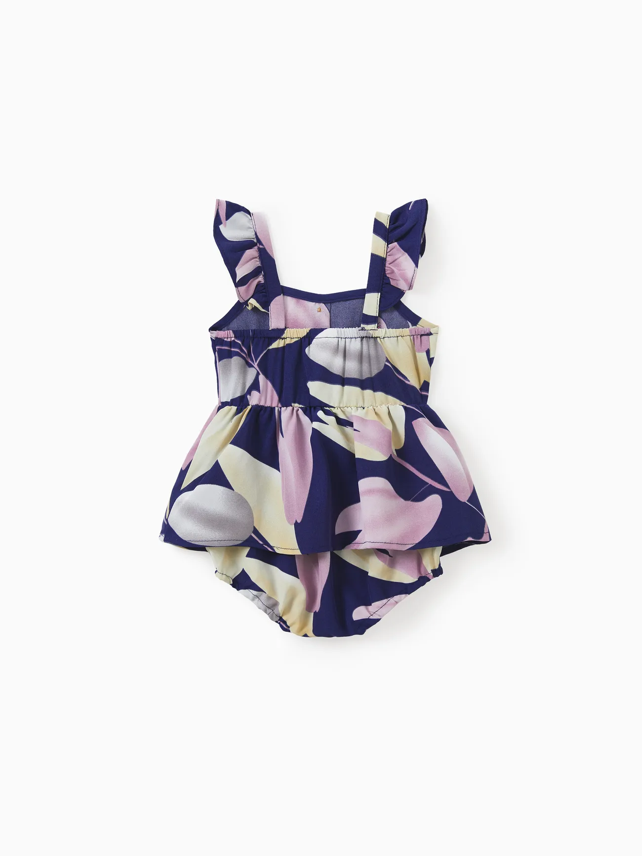 Baby Girl - Mommy and Me Dresses Tropical Plants Floral Print Strap Belted Matching Dress - Purple - image 13