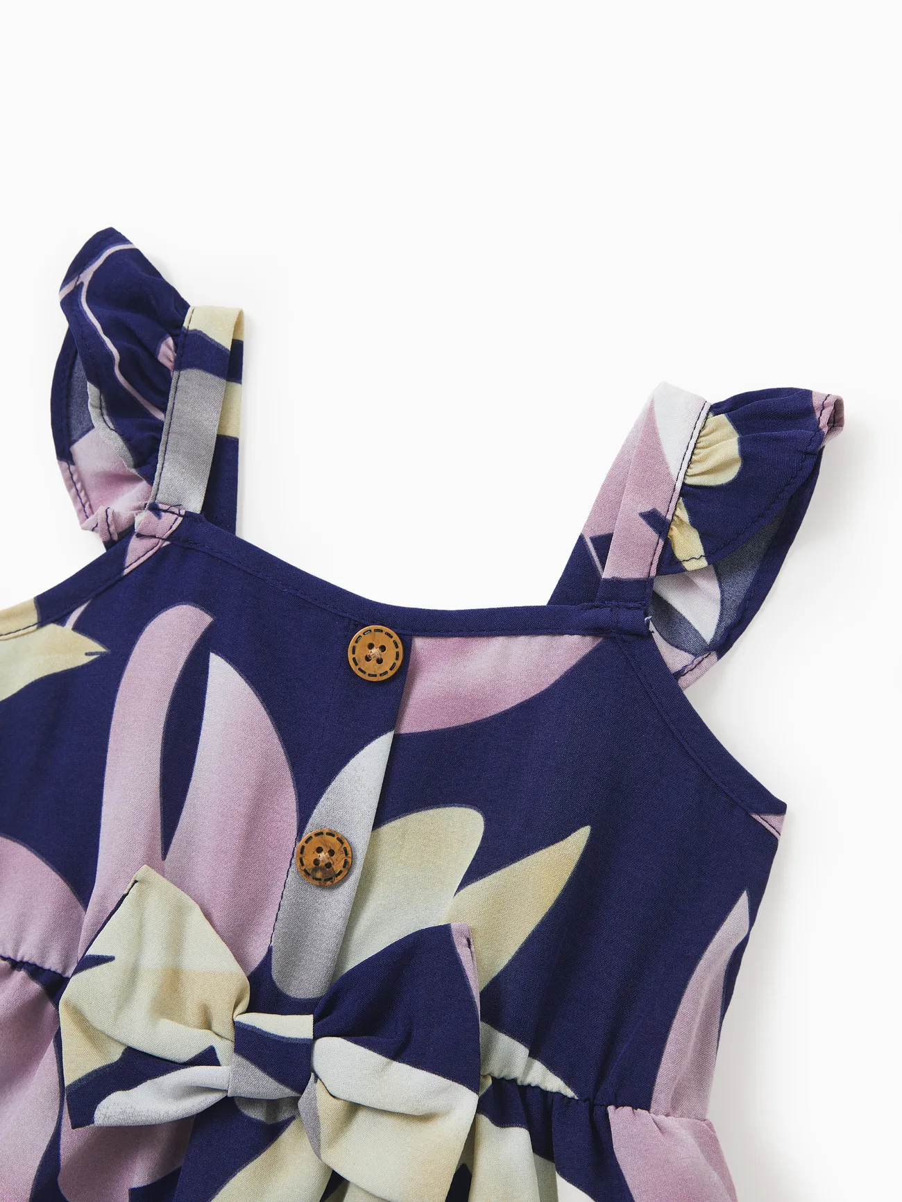 Baby Girl - Mommy and Me Dresses Tropical Plants Floral Print Strap Belted Matching Dress - Purple - image 14
