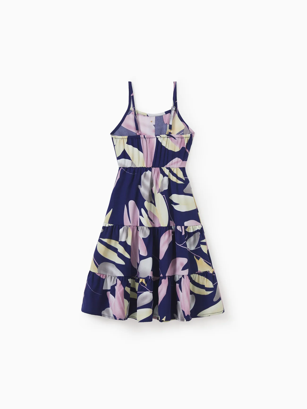 Girl - Mommy and Me Dresses Tropical Plants Floral Print Strap Belted Matching Dress - Purple - image 8