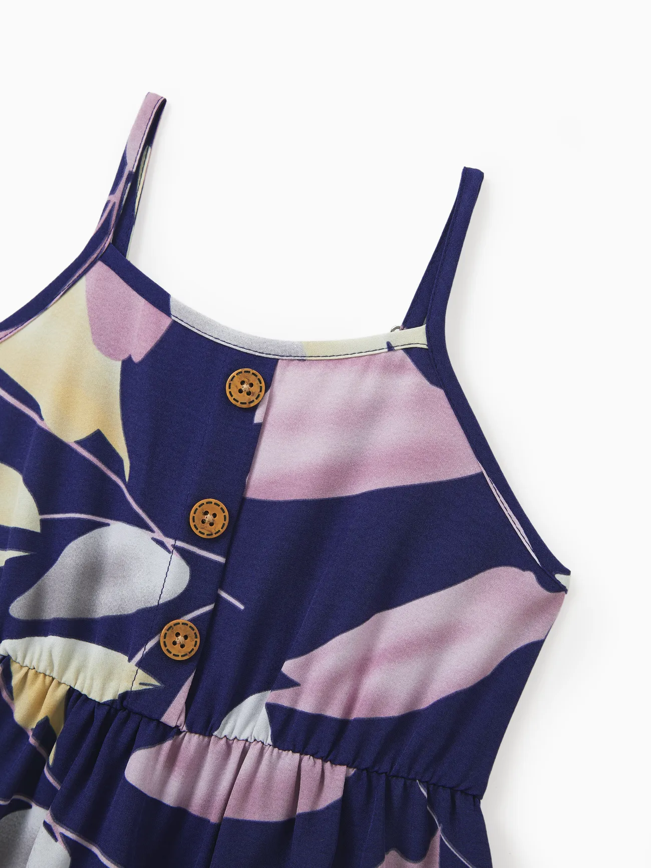 Girl - Mommy and Me Dresses Tropical Plants Floral Print Strap Belted Matching Dress - Purple - image 9