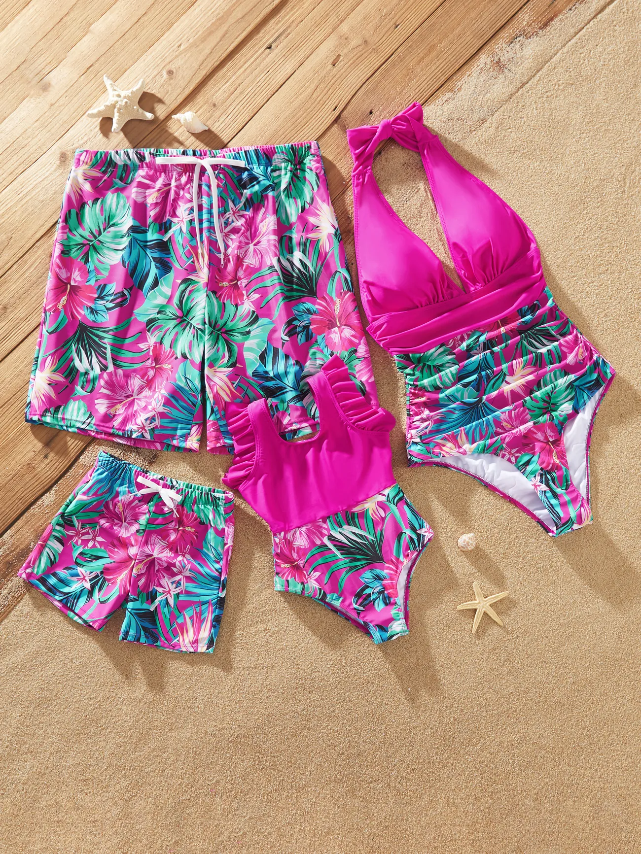 Swimsuits Clothes Pat Pat Matching Swimsuits Floral Bandage