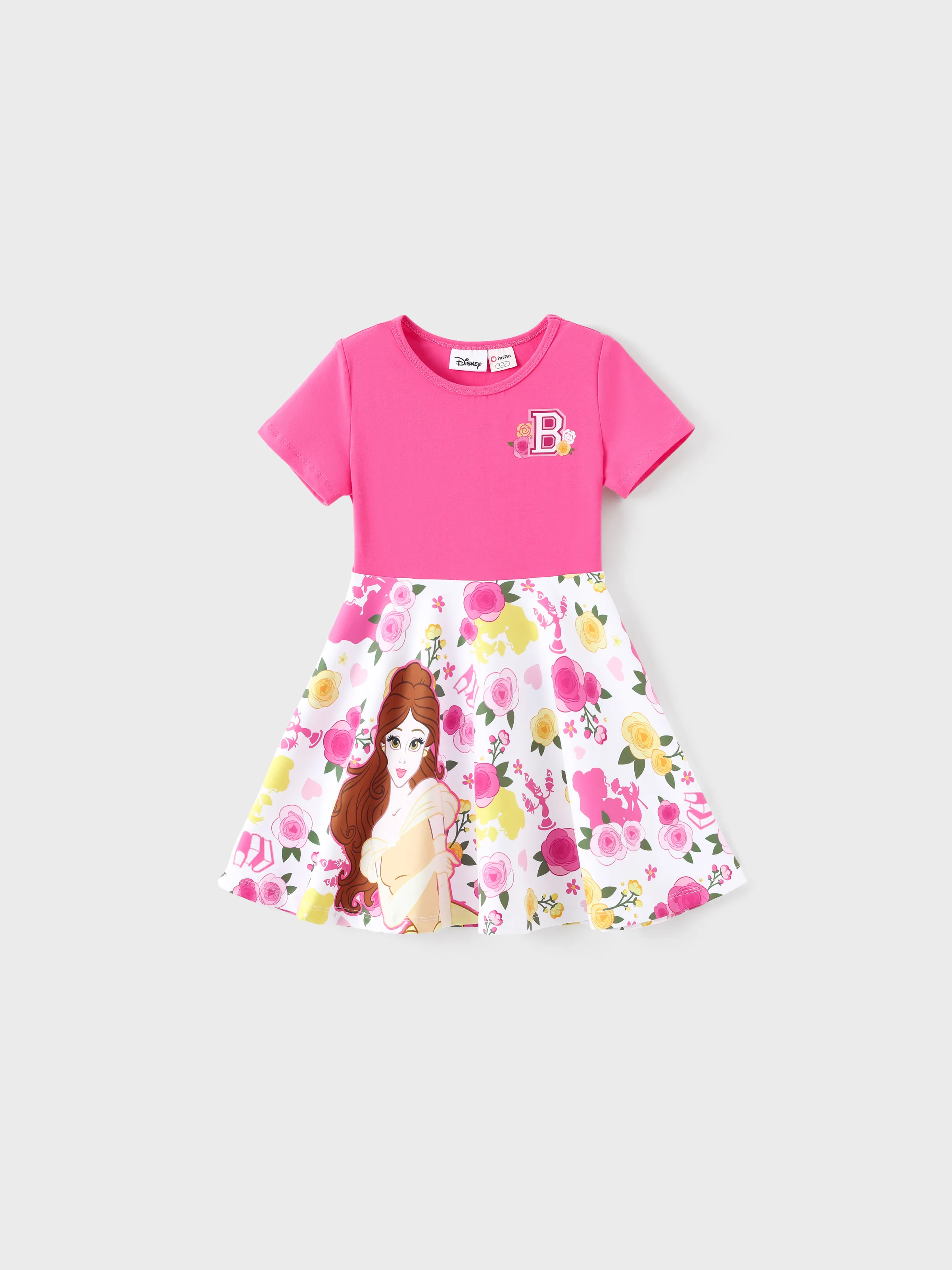 

Disney Princess Family matching Beller Floral Print Dress/Cotton Colorblock Top