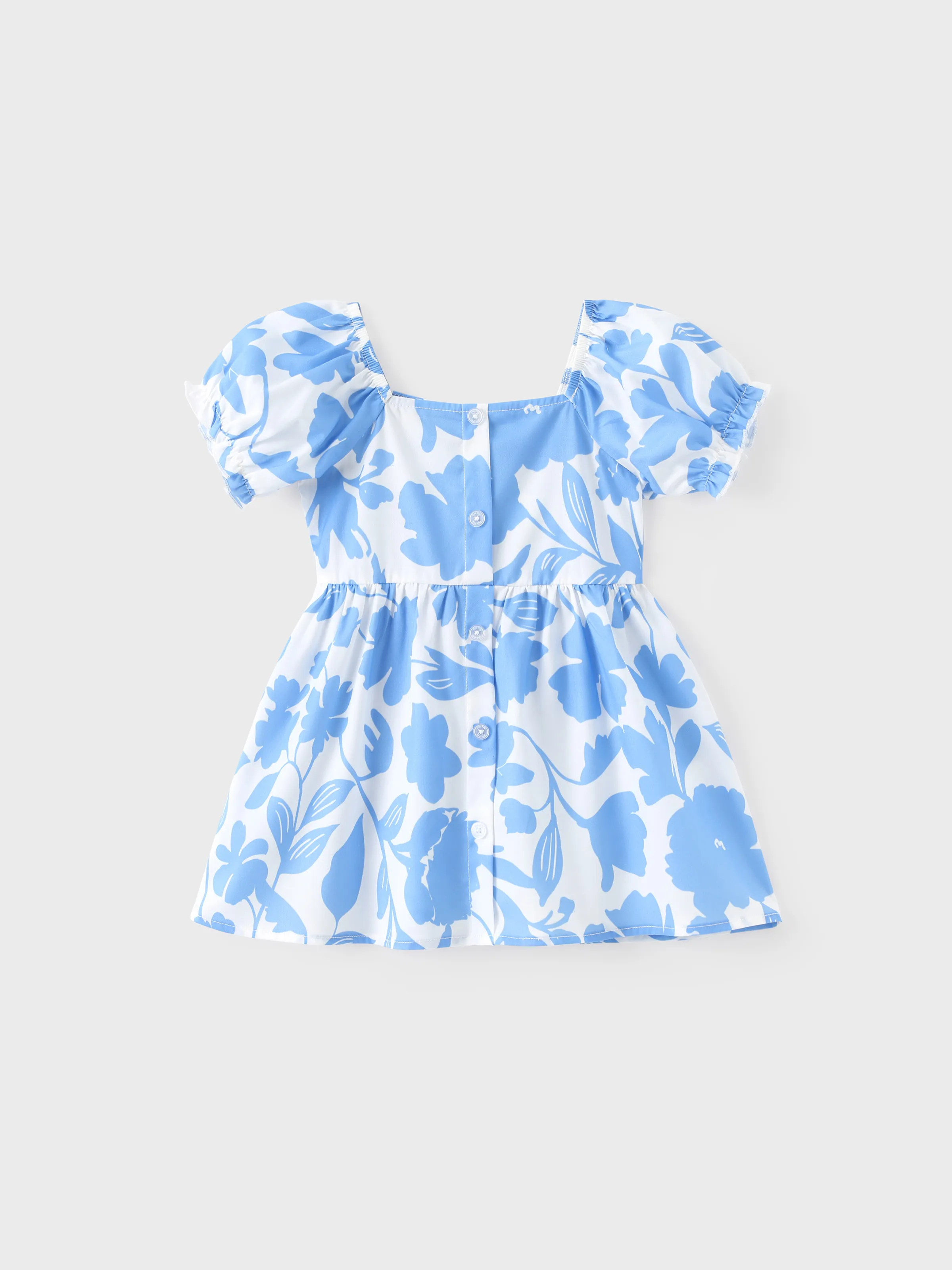 

Family Matching Outfits Blue and White Floral Print Dress or Colorblock T-Shirt Summer Vacation Set