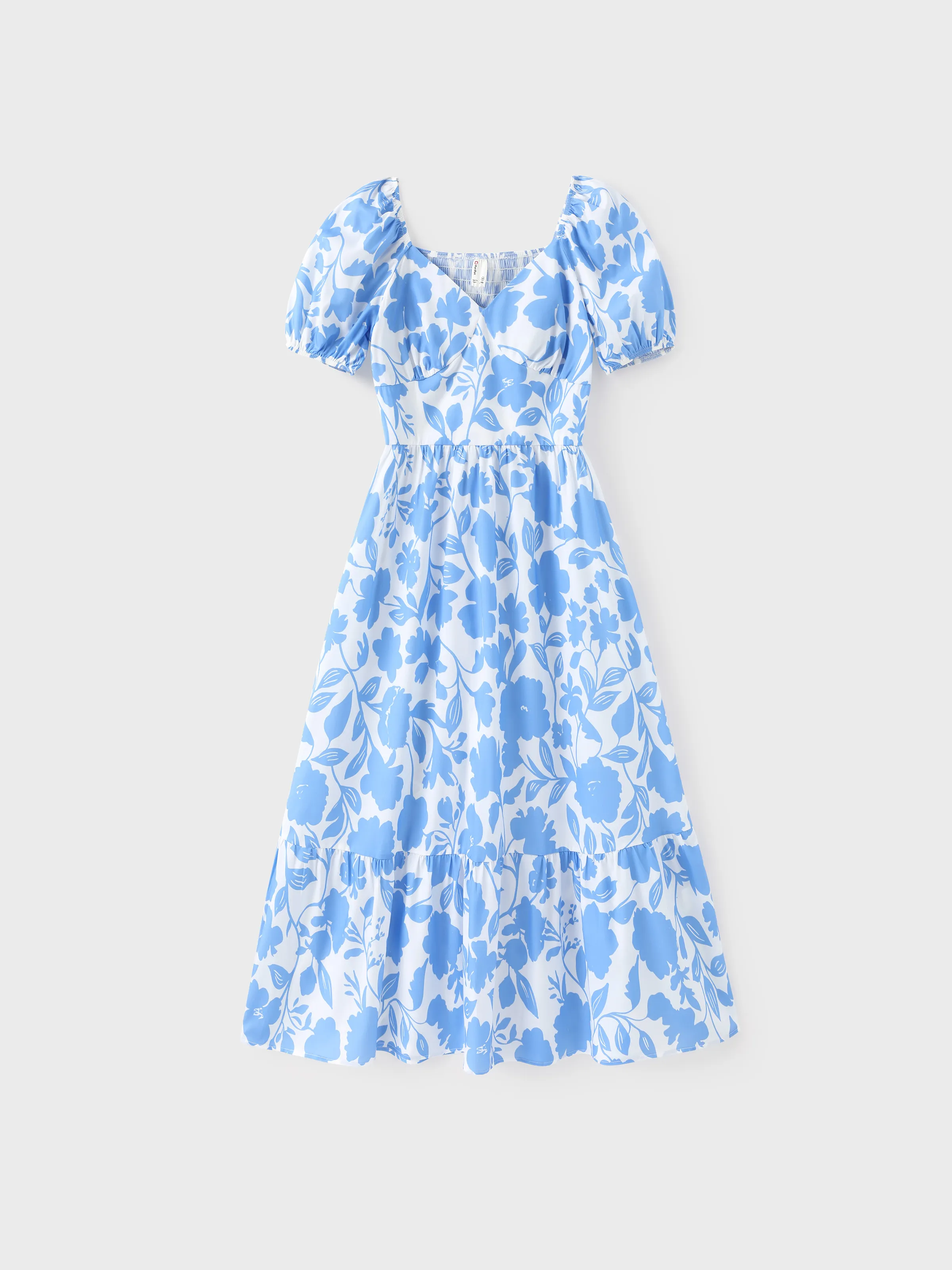 

Family Matching Outfits Blue and White Floral Print Dress or Colorblock T-Shirt Summer Vacation Set
