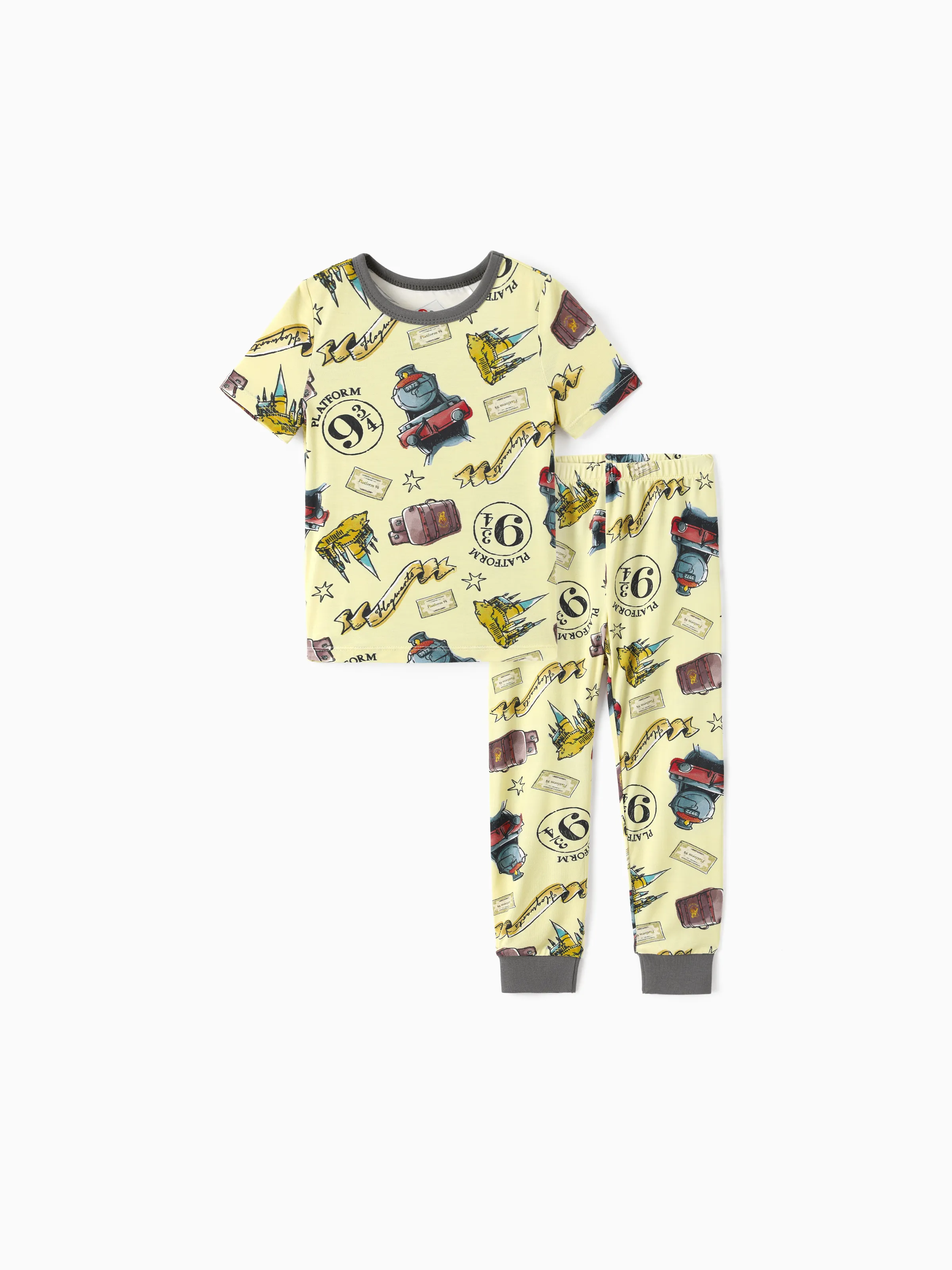 

Harry Potter Toddler/Kid Boy 2pcs Bamboo Owl/College Badge Print Colorblock Short-sleeve Snug-Fitting Pajamas Set