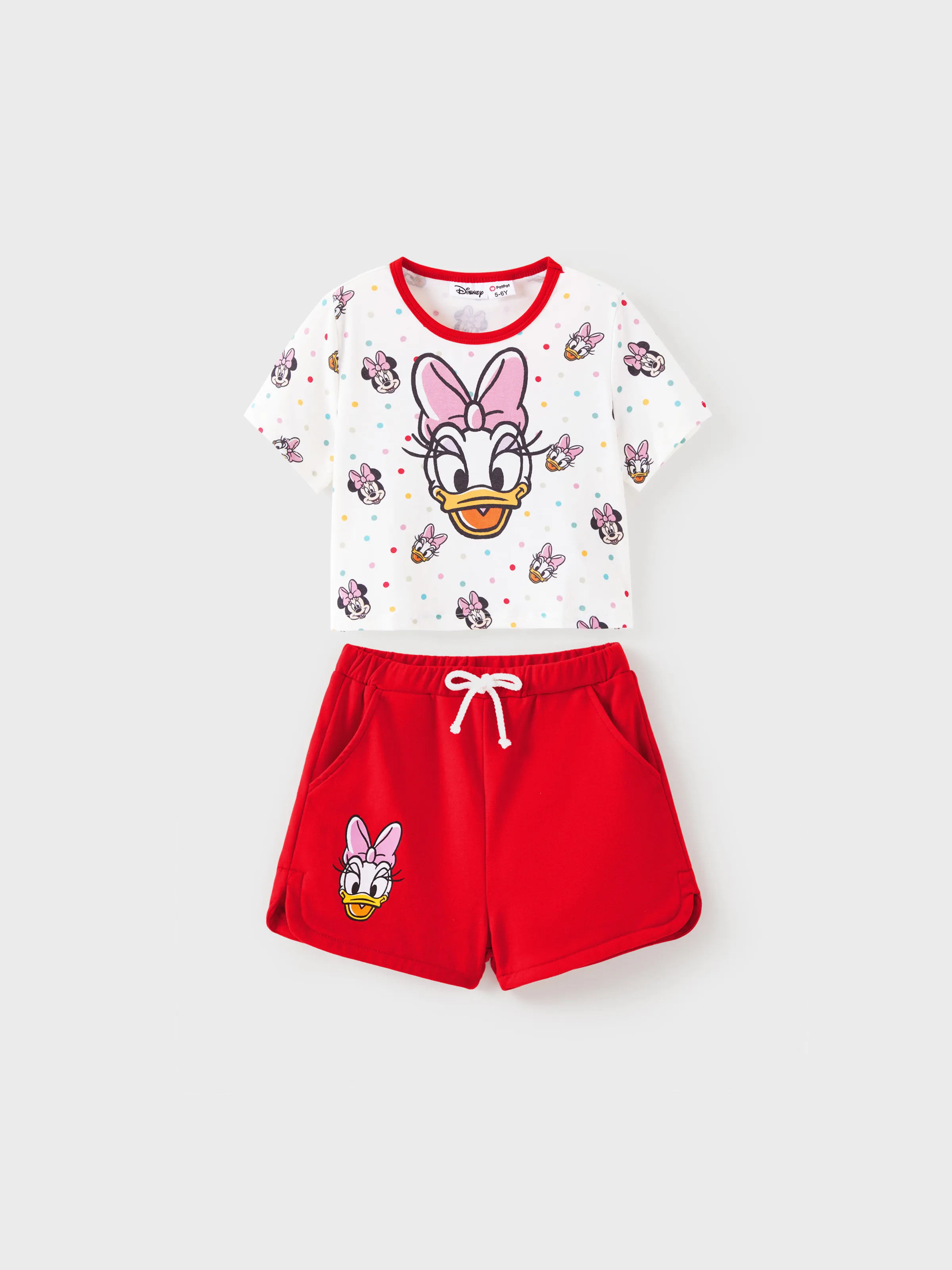 Disney Mickey and Friends 2 pcs Toddler Girl Naia™ Character Print Rainbow Top and Shorts Sporty Set