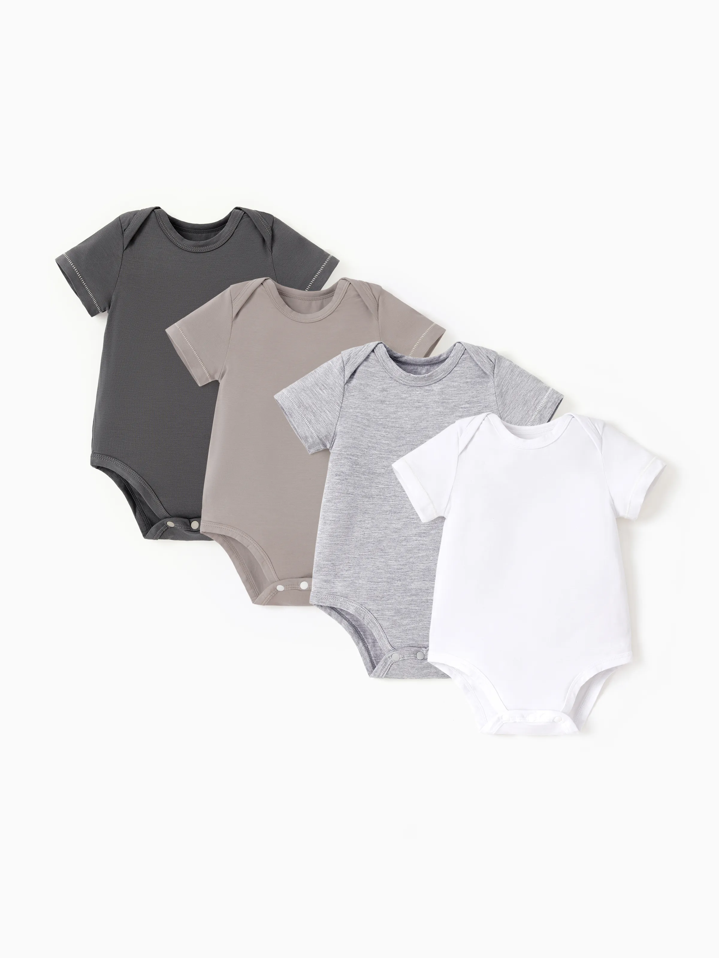 

Baby Boy/Girl 4-Piece Modal Solid Color Rompers Set