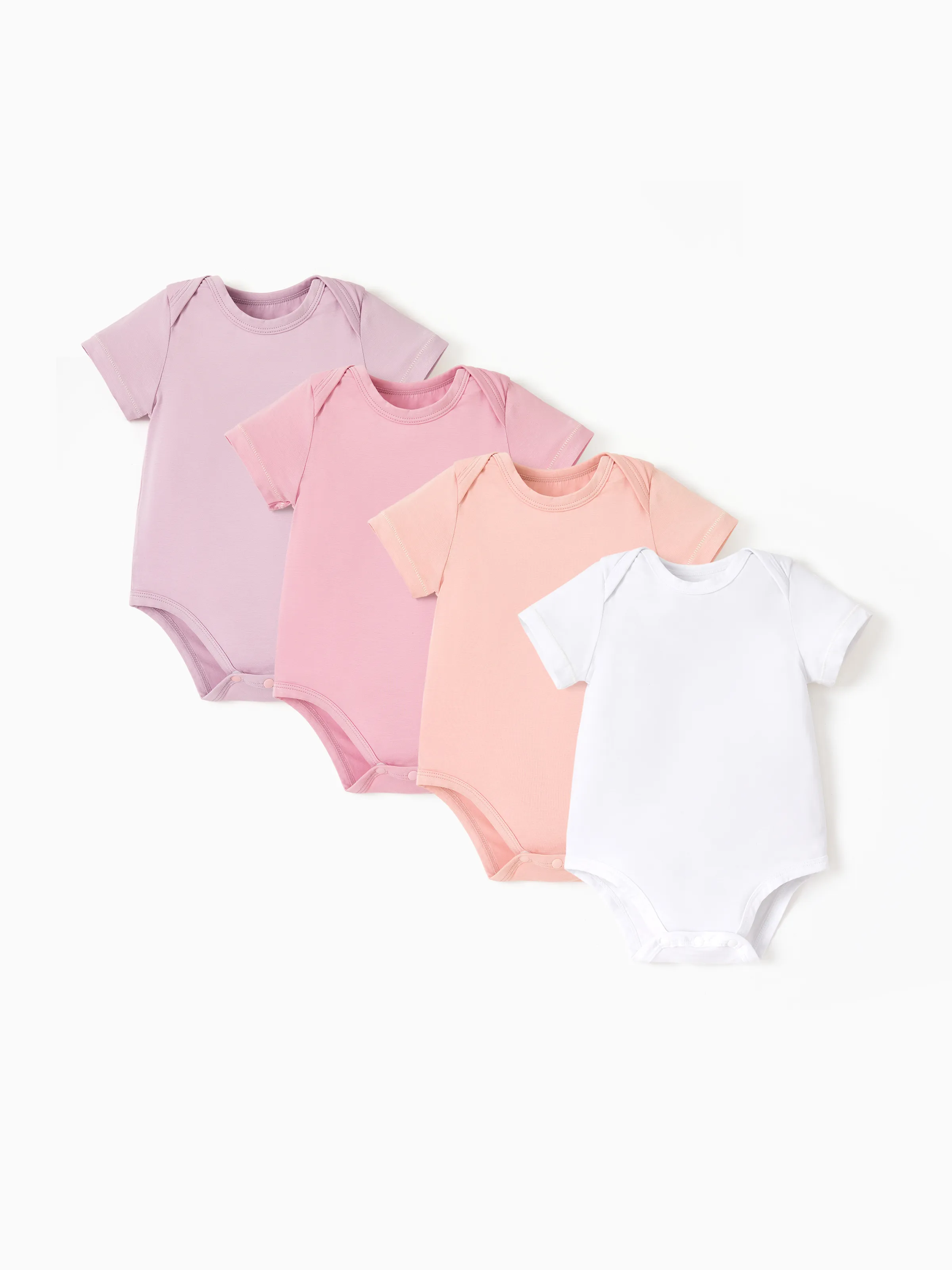 Baby Junge/Mädchen 4-teiliges einfarbiges Strampler-Set aus Modal