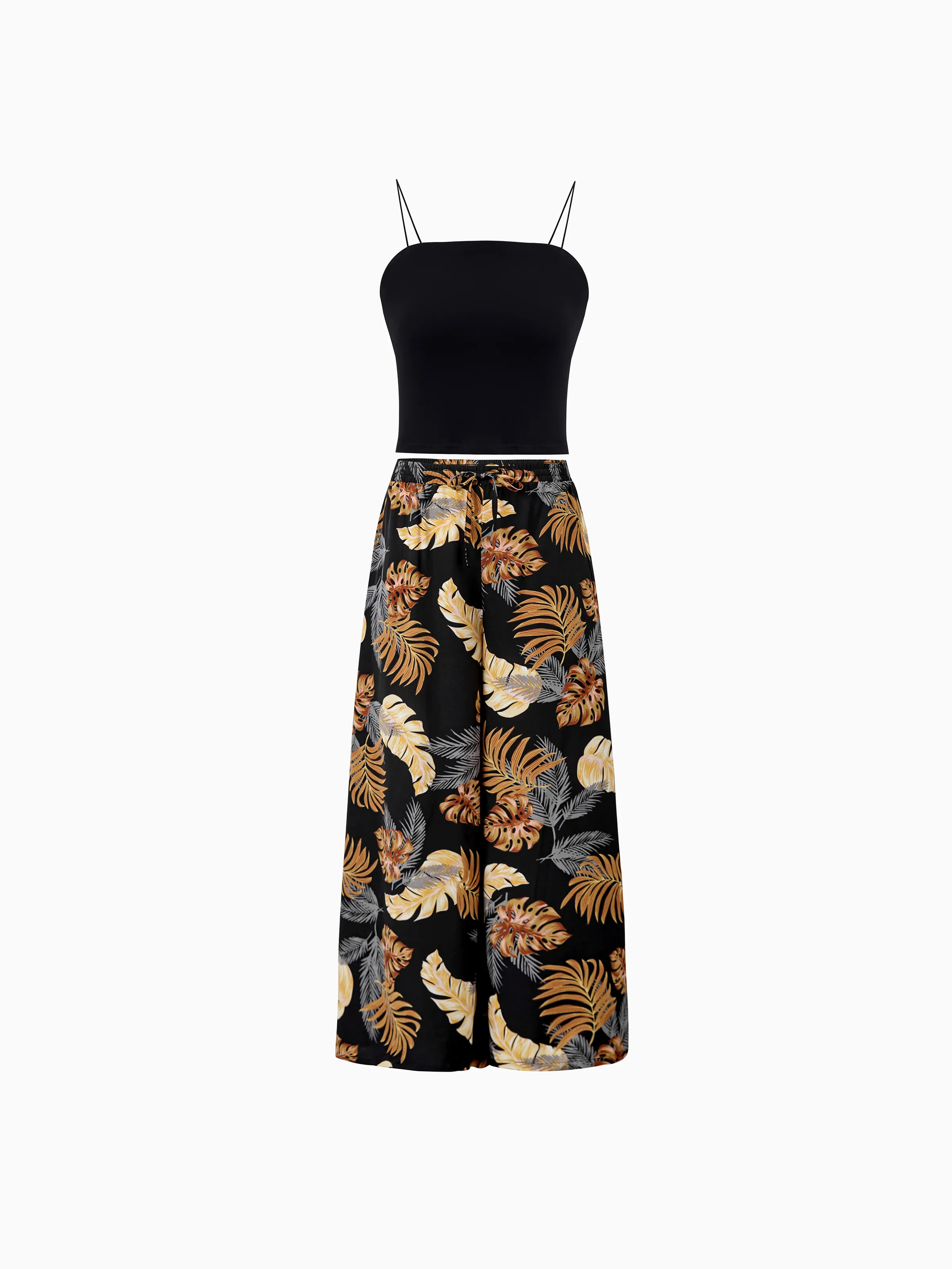 

Family Matching Floral Print Beach Wear Short-sleeve Shirt or Camisole top and Wide-Leg Pants Set for Summer Vacation Family Looks