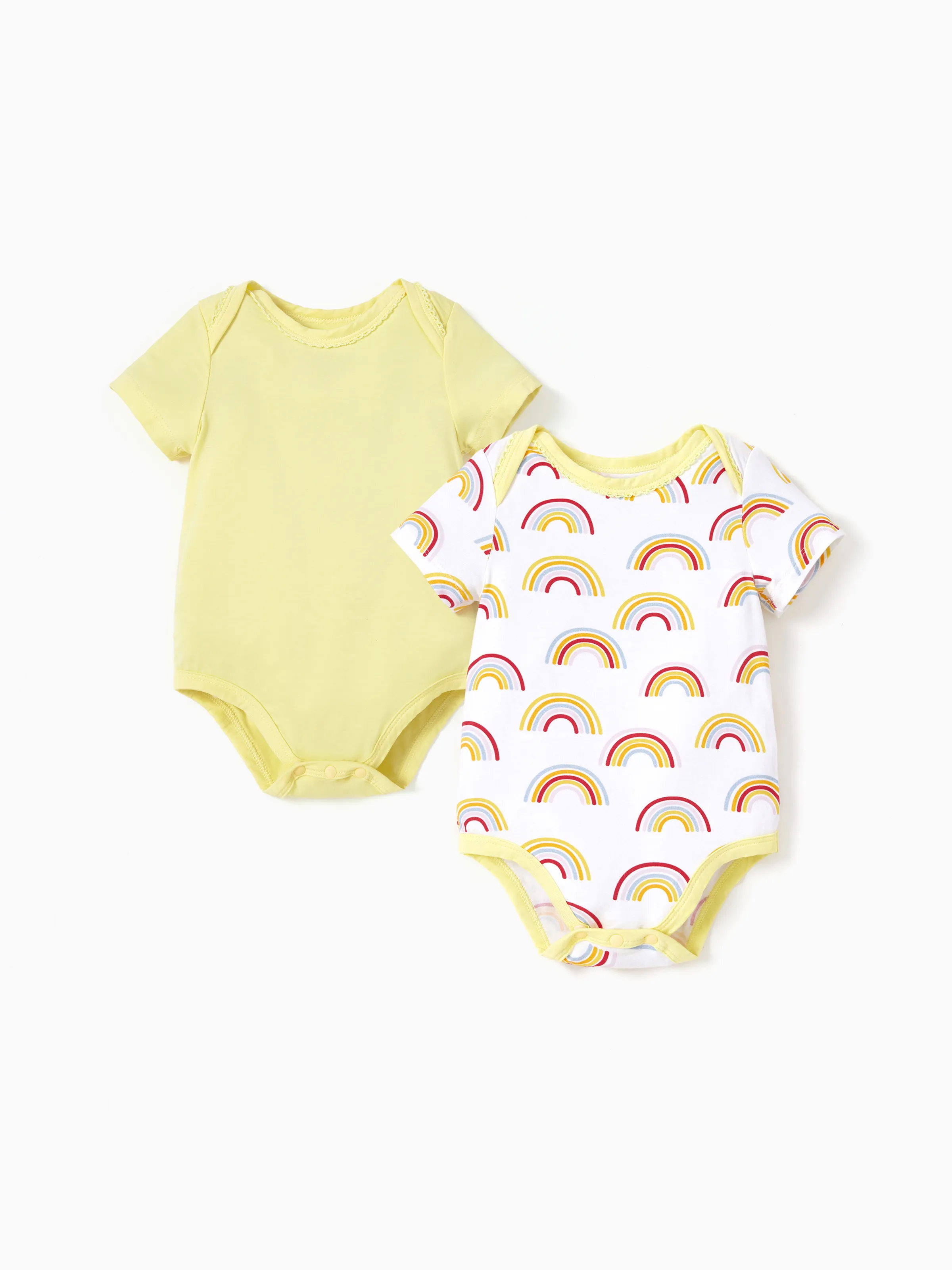 

Bamboo Baby Boy/Girl 2-Pack Solid&Printed Rompers Set
