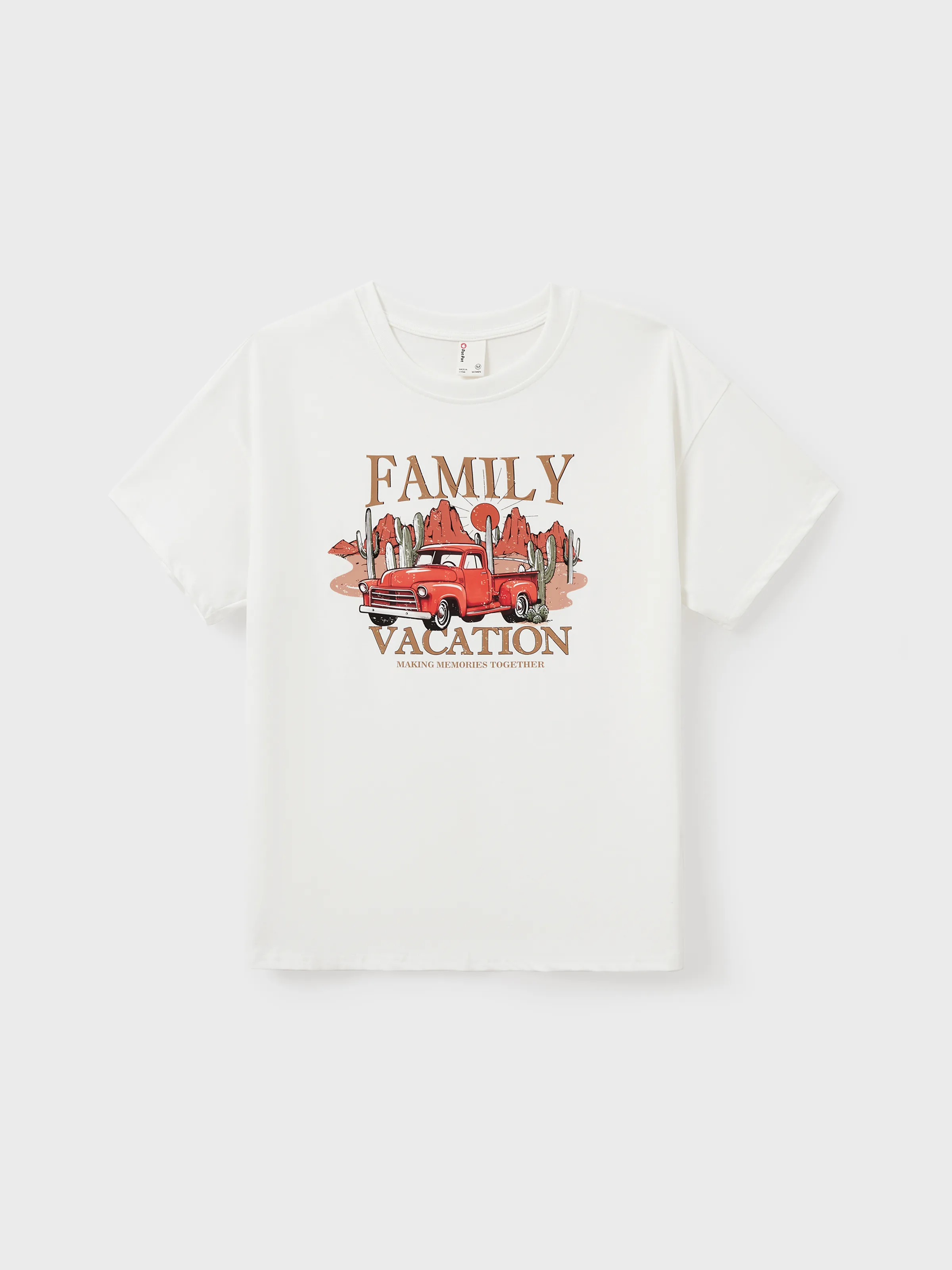 

Matching Family Vacation T-Shirts Retro Truck Desert Graphic Cotton Travel Tee Summer Road Trip Outfits for Family Photos