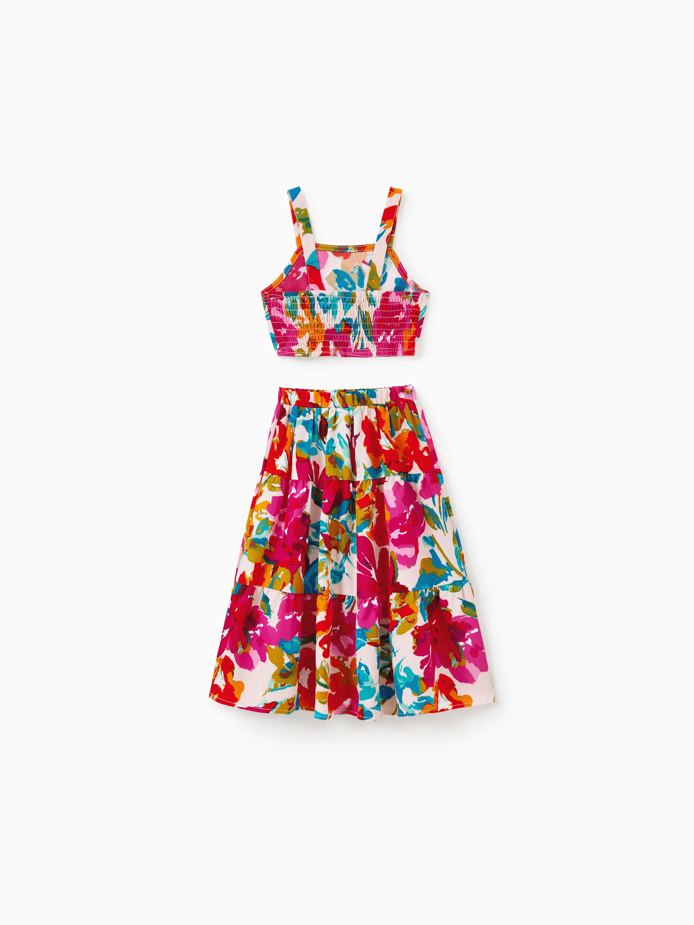 

Colorful Family Matching Outfits sSleeveless Strap Top and Skirt Co-ord Set & Shirt Sets Summer Vacation Clothe for Beach, Photoshoots, Travel
