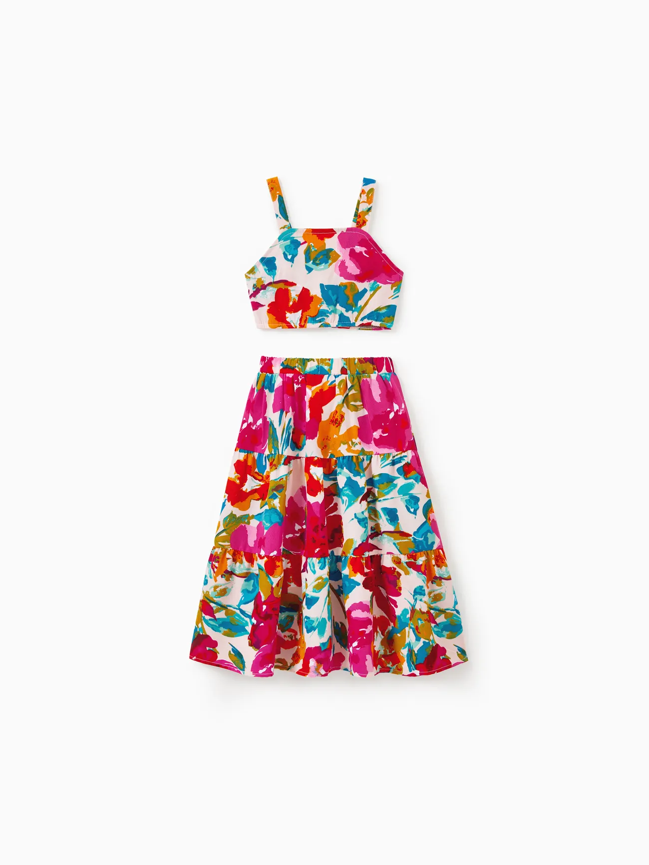 Girl - Colorful Family Matching Outfits sSleeveless Strap Top and Skirt Co-ord Set & Shirt Sets Summer Vacation Clothe for Beach, Photoshoots, Travel - Hot Pink - image 7
