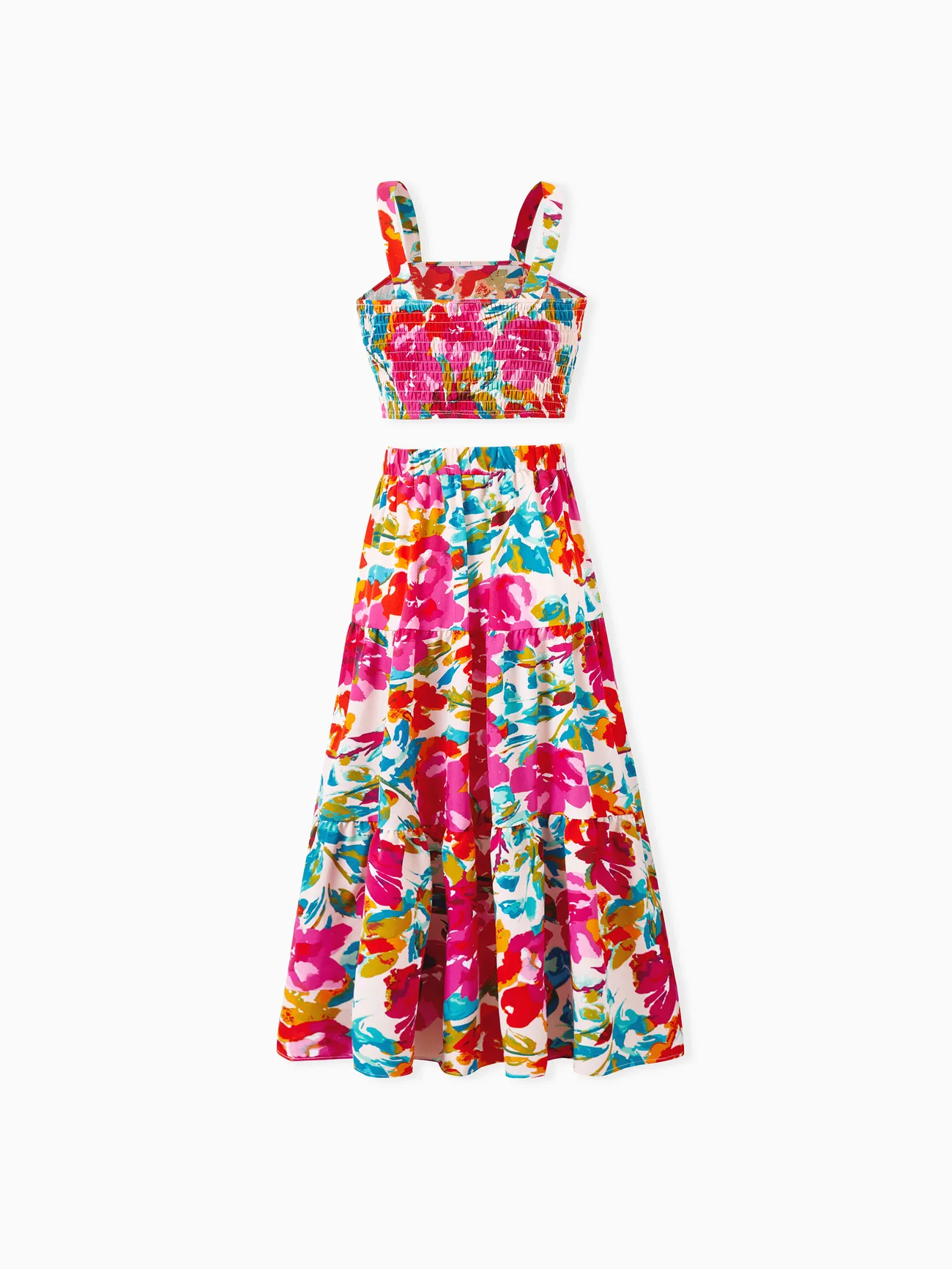 Women - Colorful Family Matching Outfits sSleeveless Strap Top and Skirt Co-ord Set & Shirt Sets Summer Vacation Clothe for Beach, Photoshoots, Travel - Hot Pink - image 3