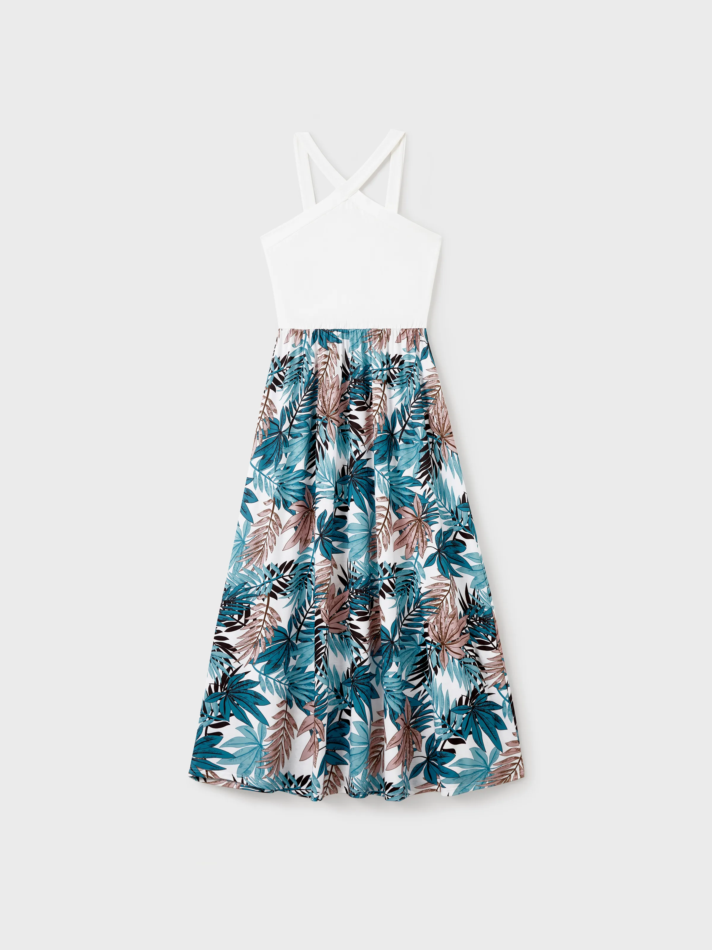

Tropical Leaf Matching Family Outfits Cotton Tank Top & Sleeveless Summer Dresses Set for Mom, Dad, Kids Vacation Beach Clothes