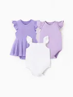 

Bamboo Baby Girl 3-Piece Solid Color Rompers Set